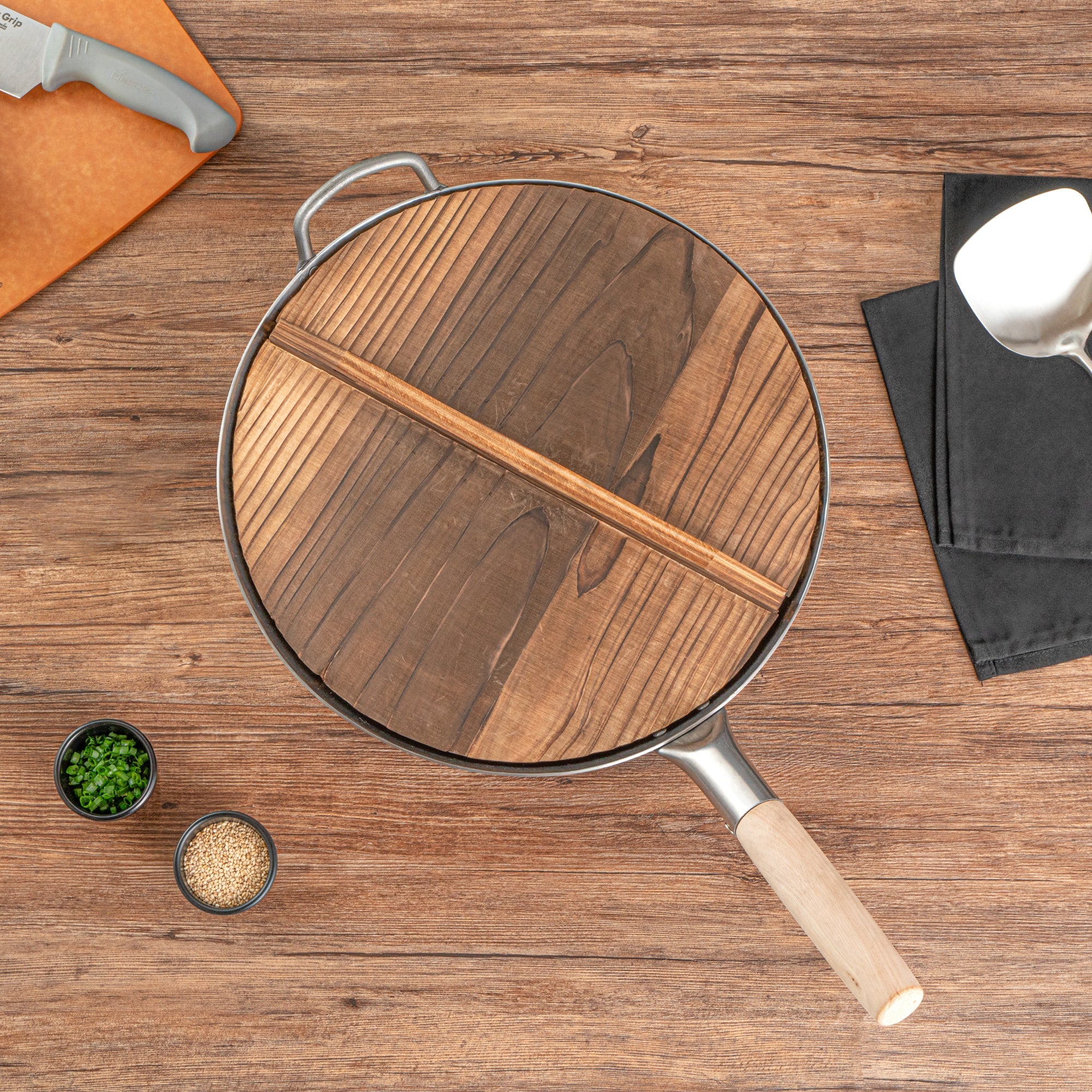 Motomori 14" Handmade Lightweight Wood Wok Lid - 1 count box