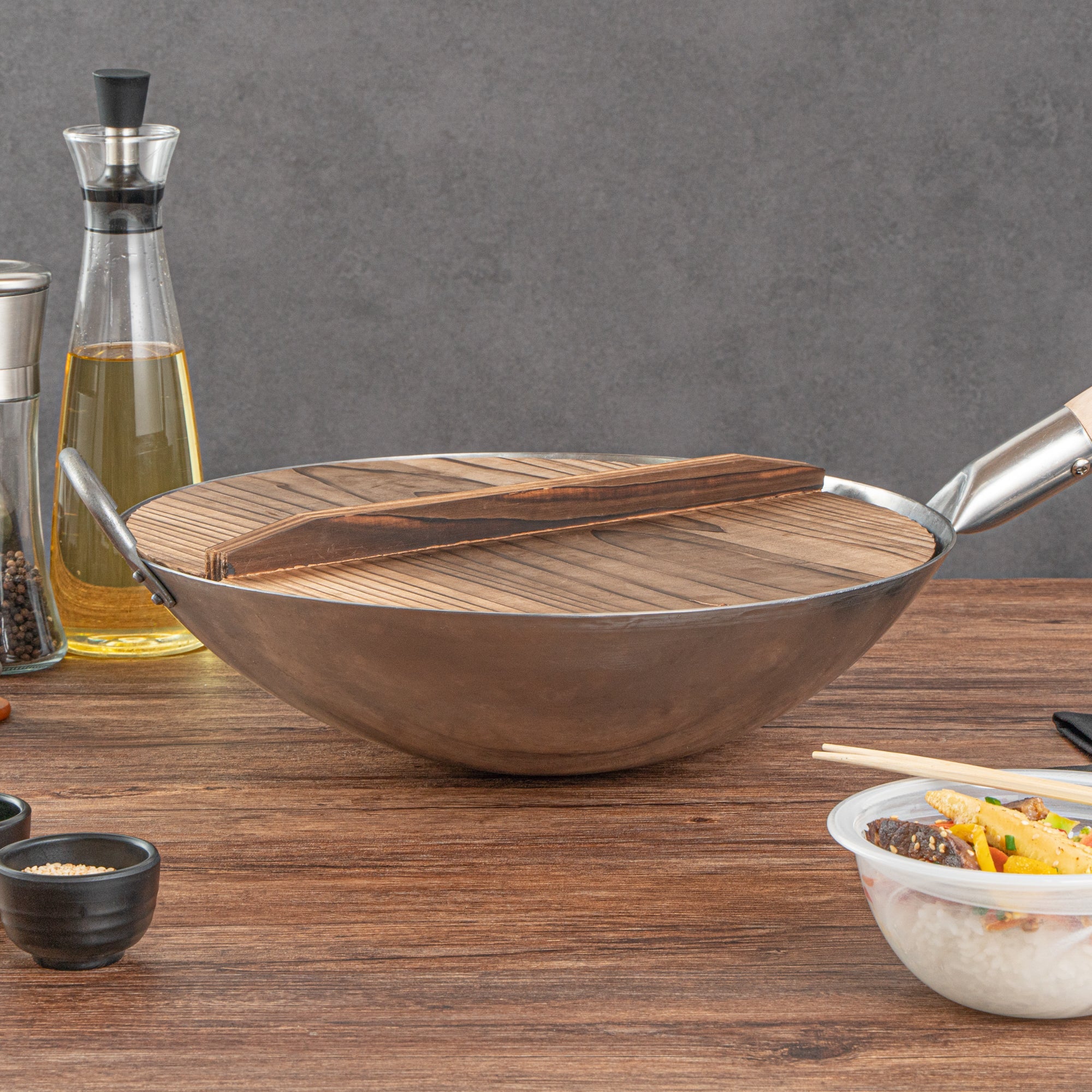 Motomori 14" Handmade Lightweight Wood Wok Lid - 10 count box