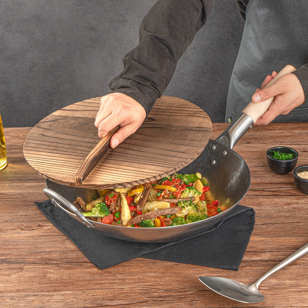 Motomori 14" Handmade Lightweight Wood Wok Lid - 10 count box