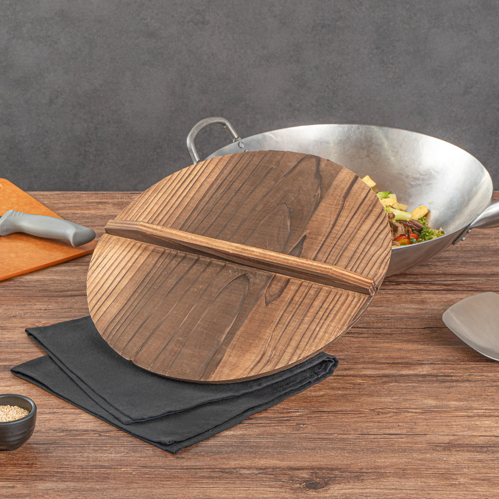 Motomori 14" Handmade Lightweight Wood Wok Lid - 10 count box