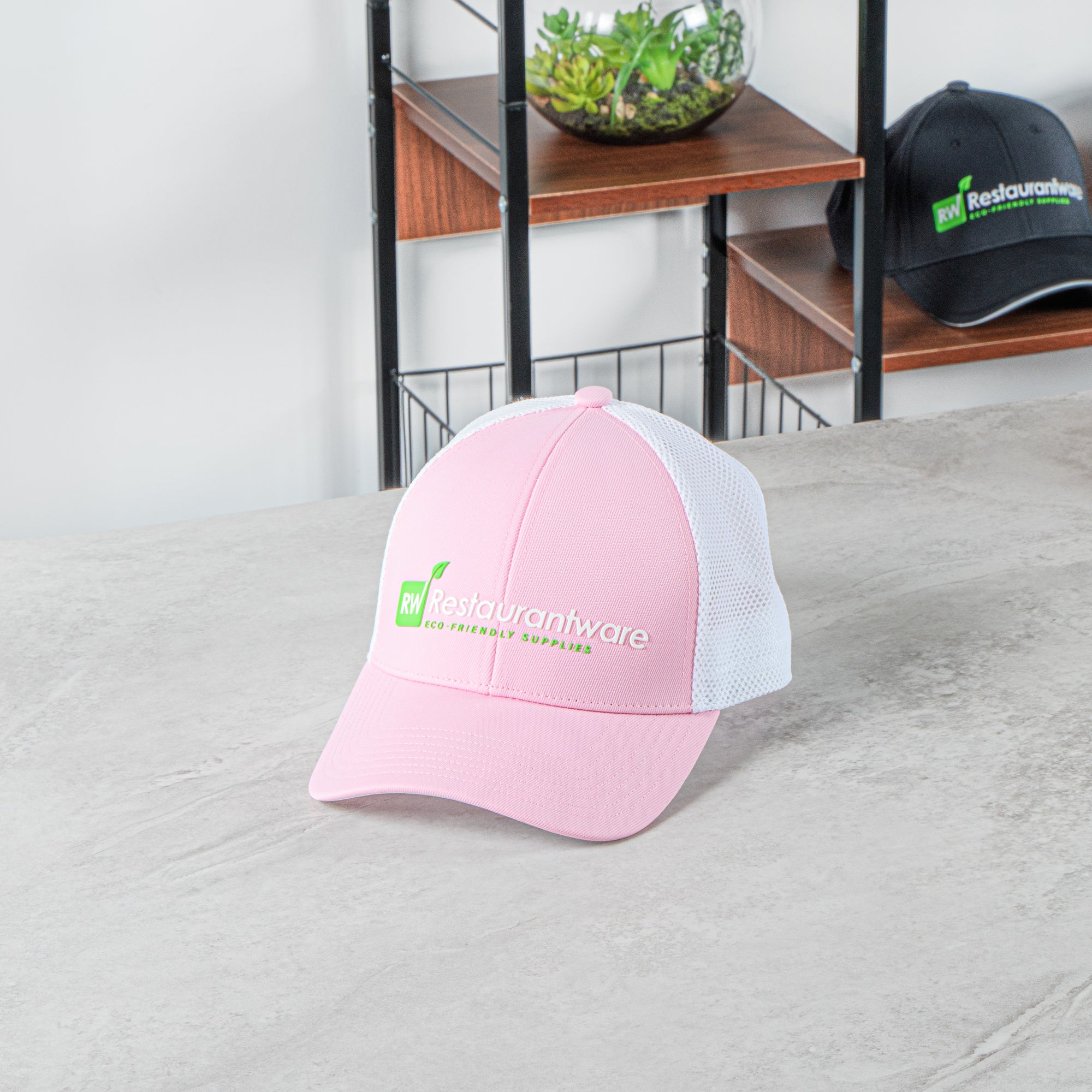 RW Threads Pink and White Trucker Snapback Hat - 1 count box