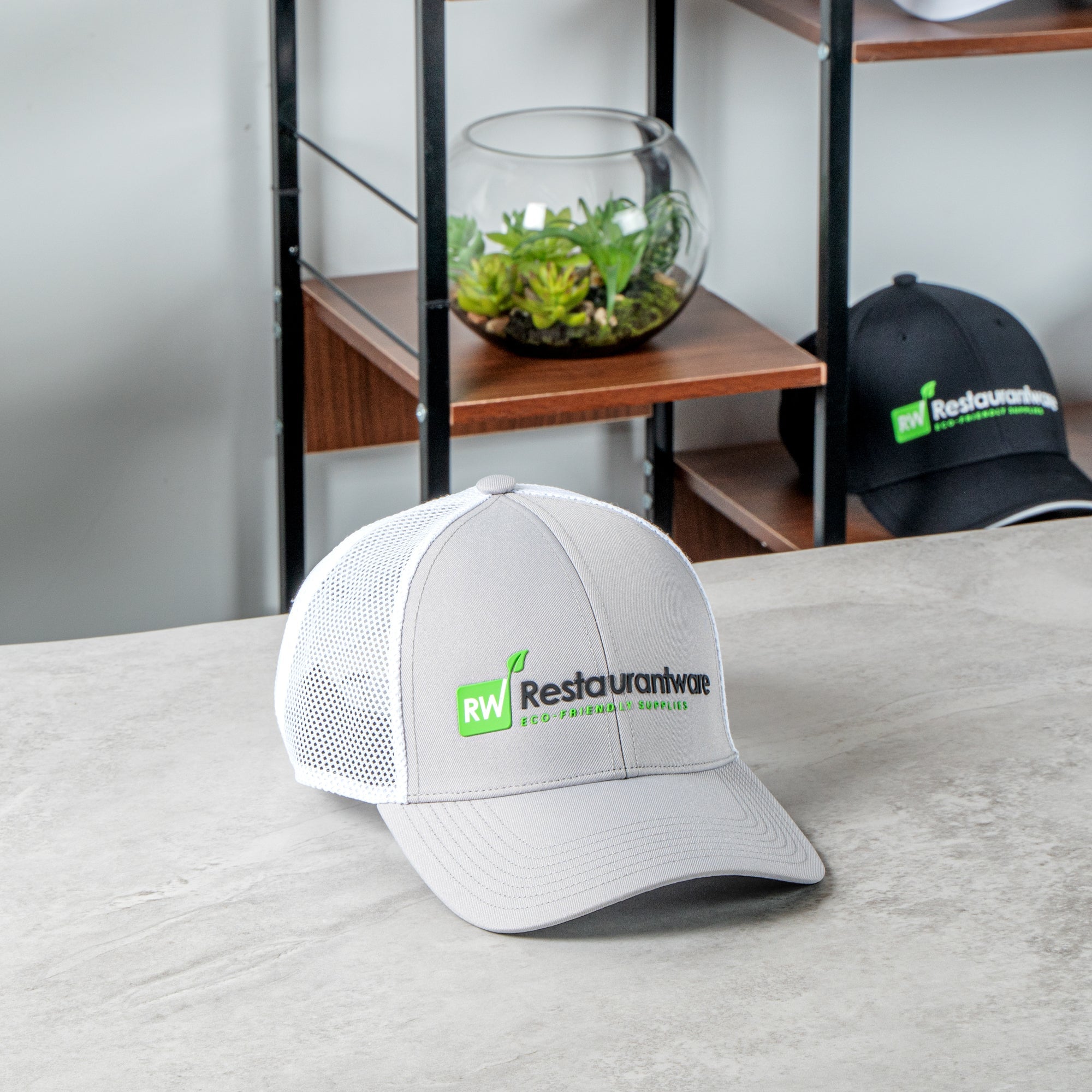 RW Threads Gray and White Trucker Snapback Hat - 1 count box