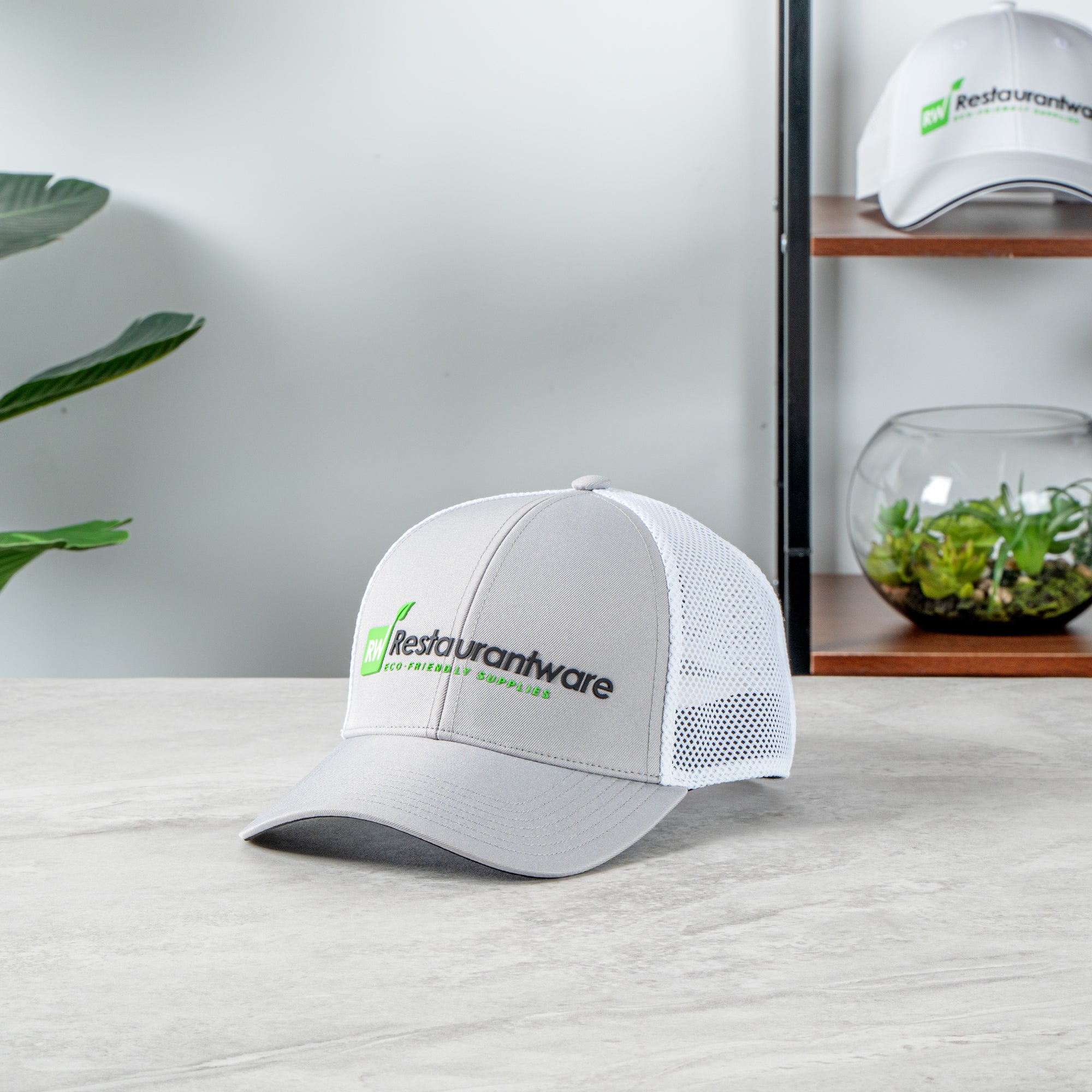 RW Threads Gray and White Trucker Snapback Hat - 1 count box