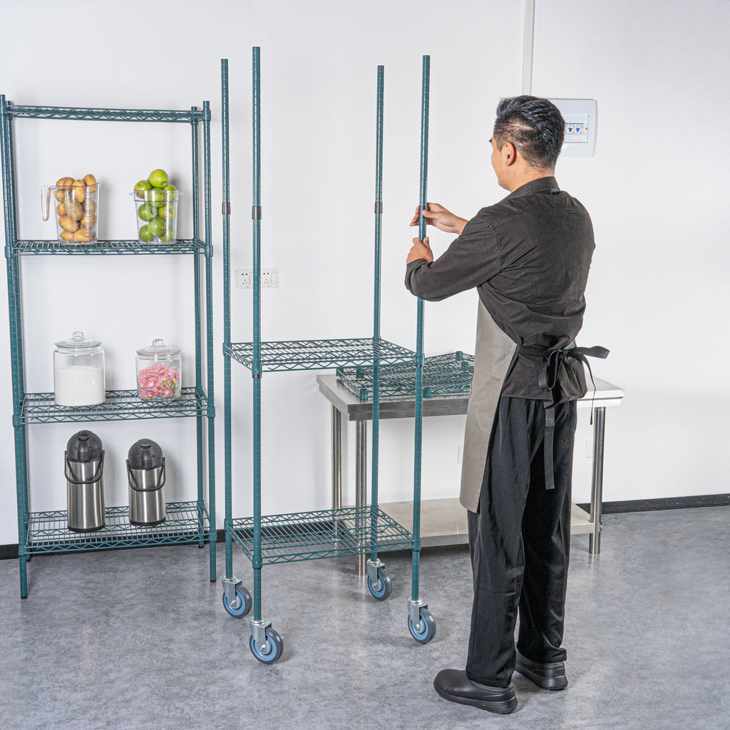 Chef 101 74" NSF Green Epoxy Mobile Shelving Post - Corrosion-Resistant - 4 count box