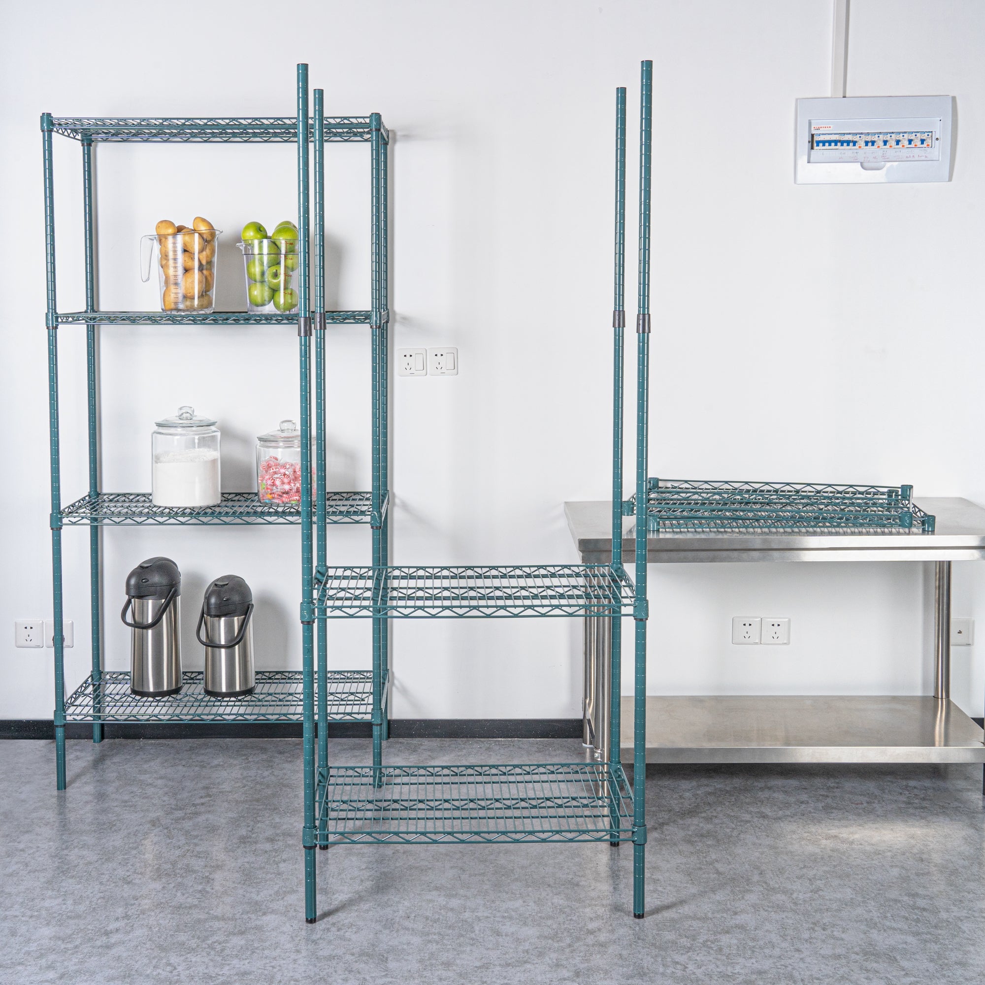 Chef 101 74" NSF Green Epoxy Stationary Shelving Post - with Leveling Foot, Corrosion-Resistant - 4 count box