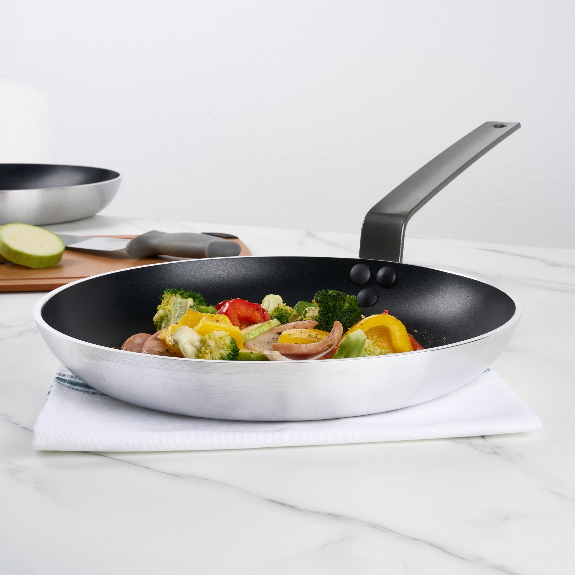 Met Lux Aluminum 13" Fry Pan - Non-Stick, Induction Ready, Heavy Duty - 6 count box
