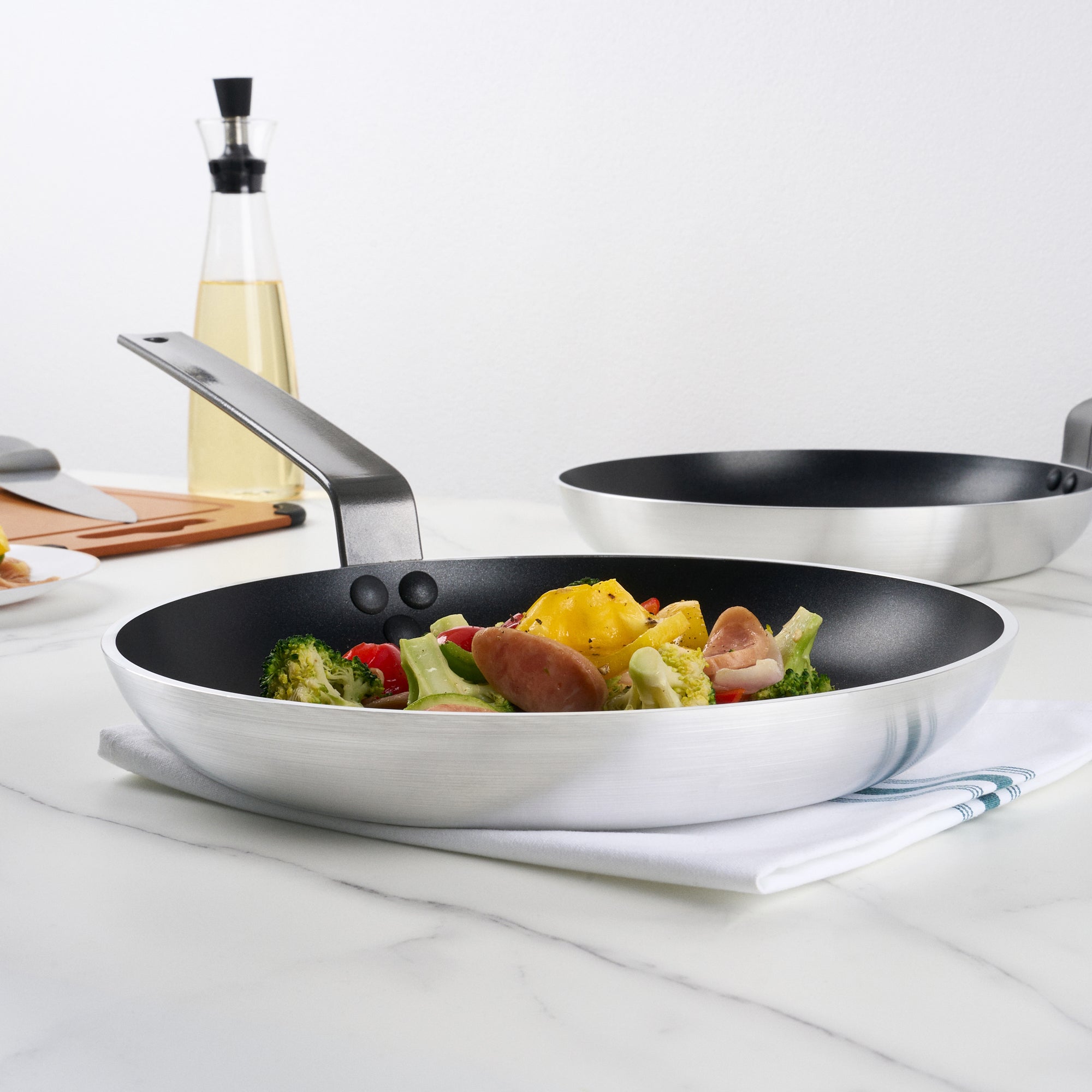 Met Lux Aluminum 13" Fry Pan - Non-Stick, Induction Ready, Heavy Duty - 6 count box