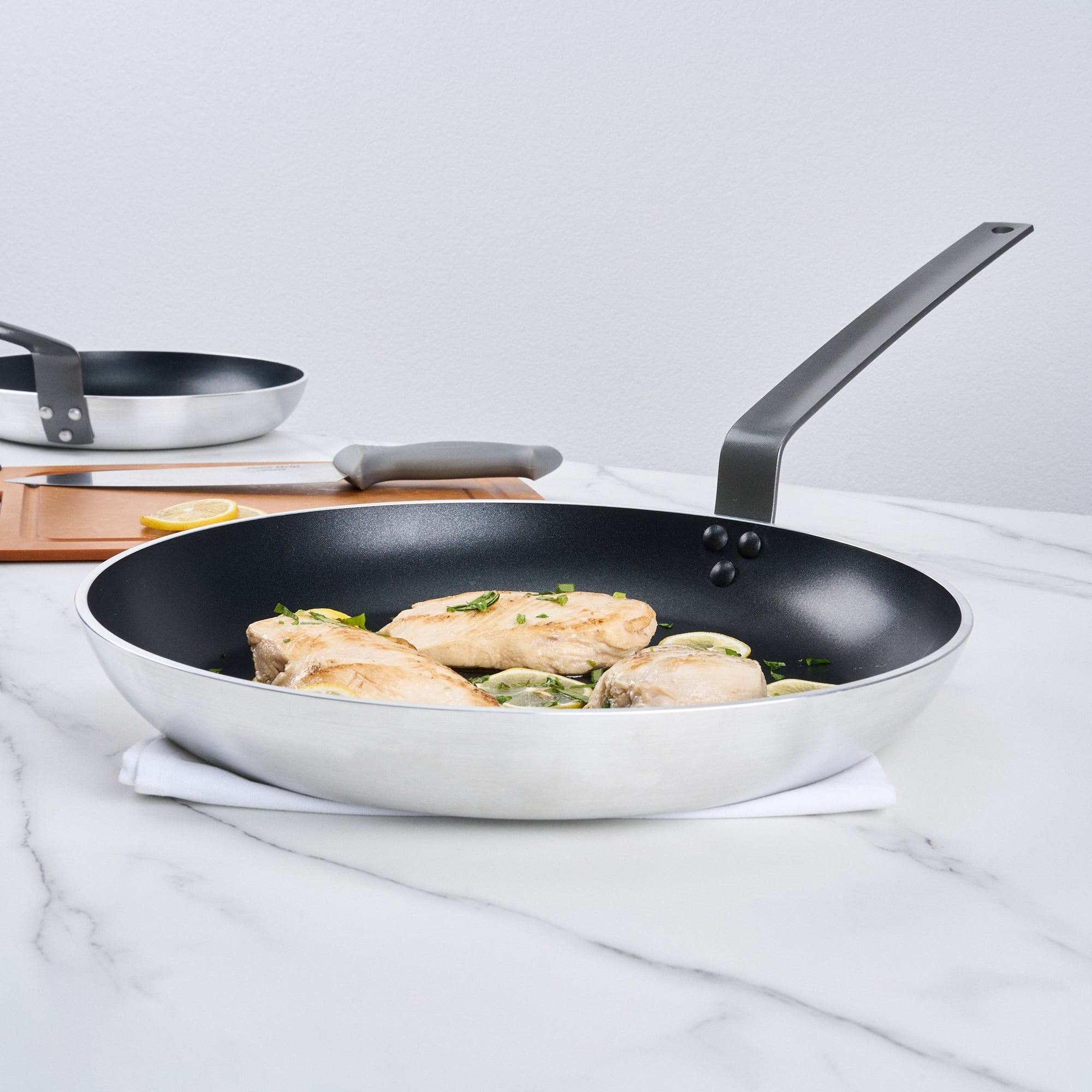 Met Lux Aluminum 14" Fry Pan - Non-Stick, Induction Ready, Heavy Duty - 1 count box