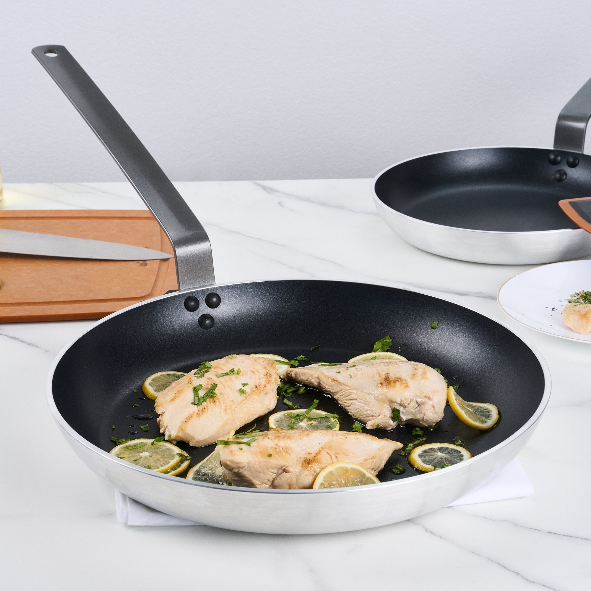 Met Lux Aluminum 14" Fry Pan - Non-Stick, Induction Ready, Heavy Duty - 6 count box