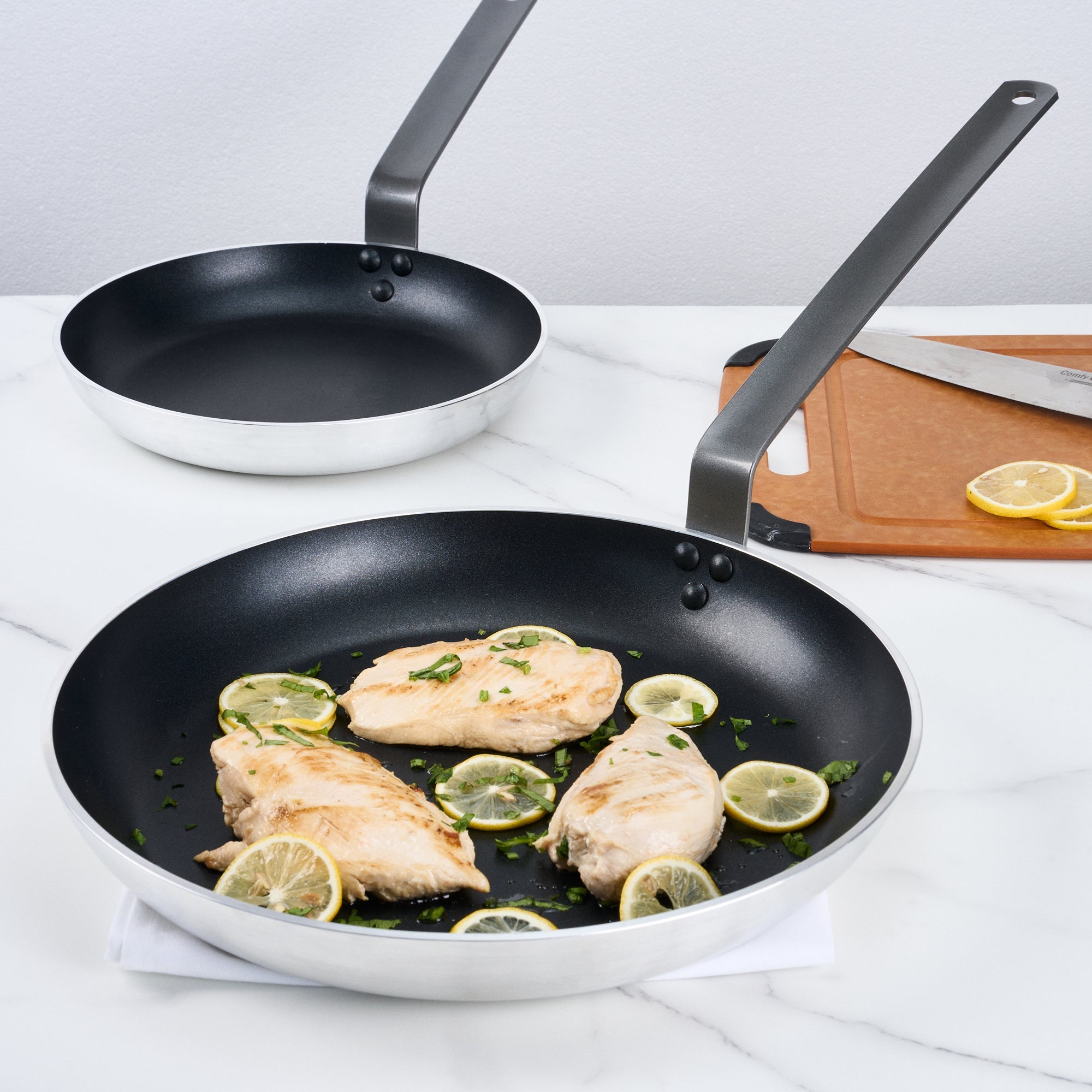Met Lux Aluminum 14" Fry Pan - Non-Stick, Induction Ready, Heavy Duty - 6 count box