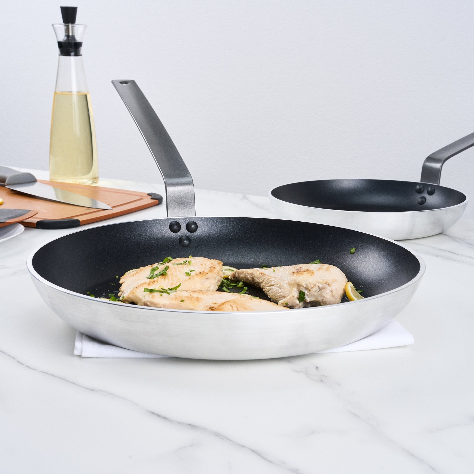 Met Lux Aluminum 14" Fry Pan - Non-Stick, Induction Ready, Heavy Duty - 6 count box