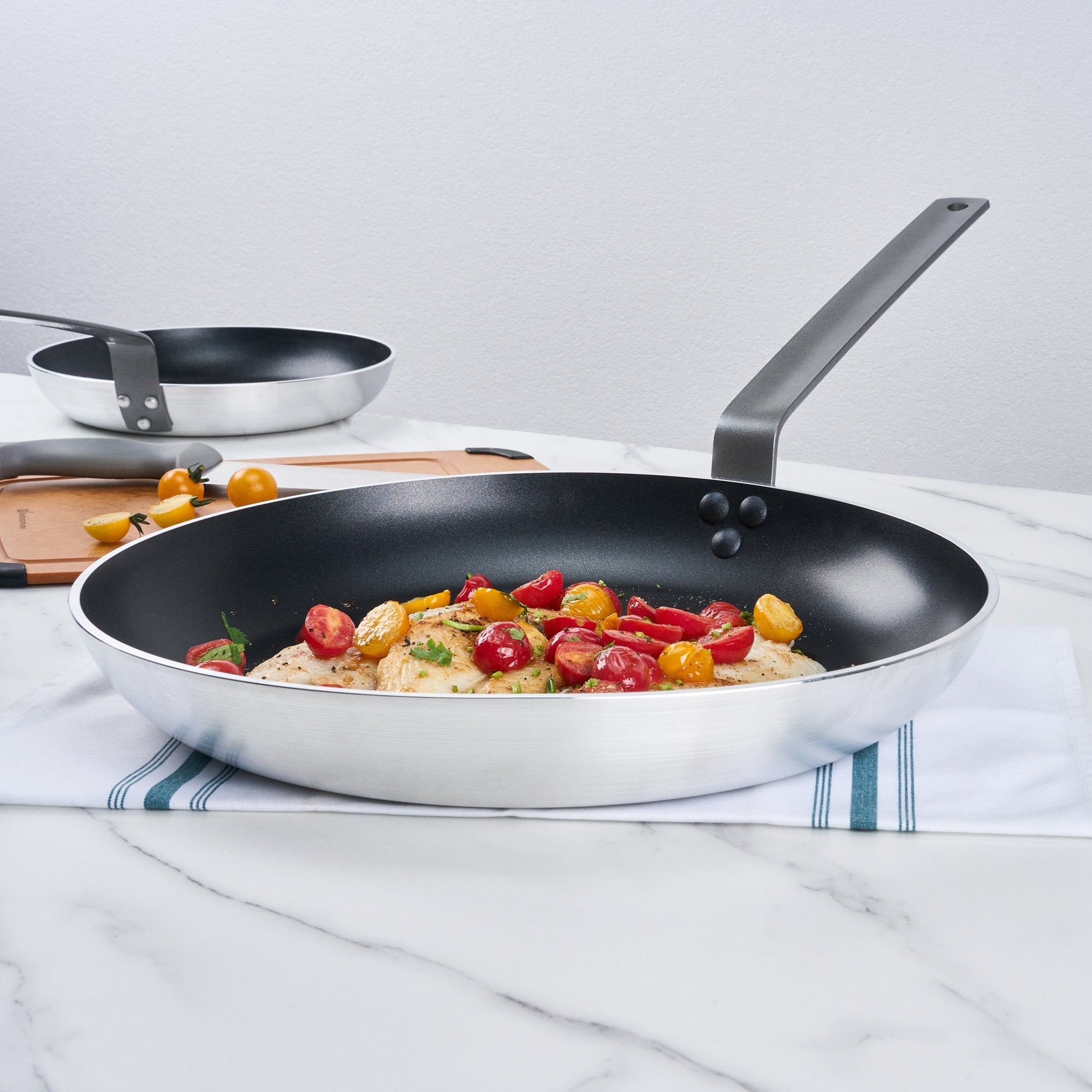 Met Lux Aluminum 16" Fry Pan - Non-Stick, Induction Ready, Heavy Duty - 6 count box