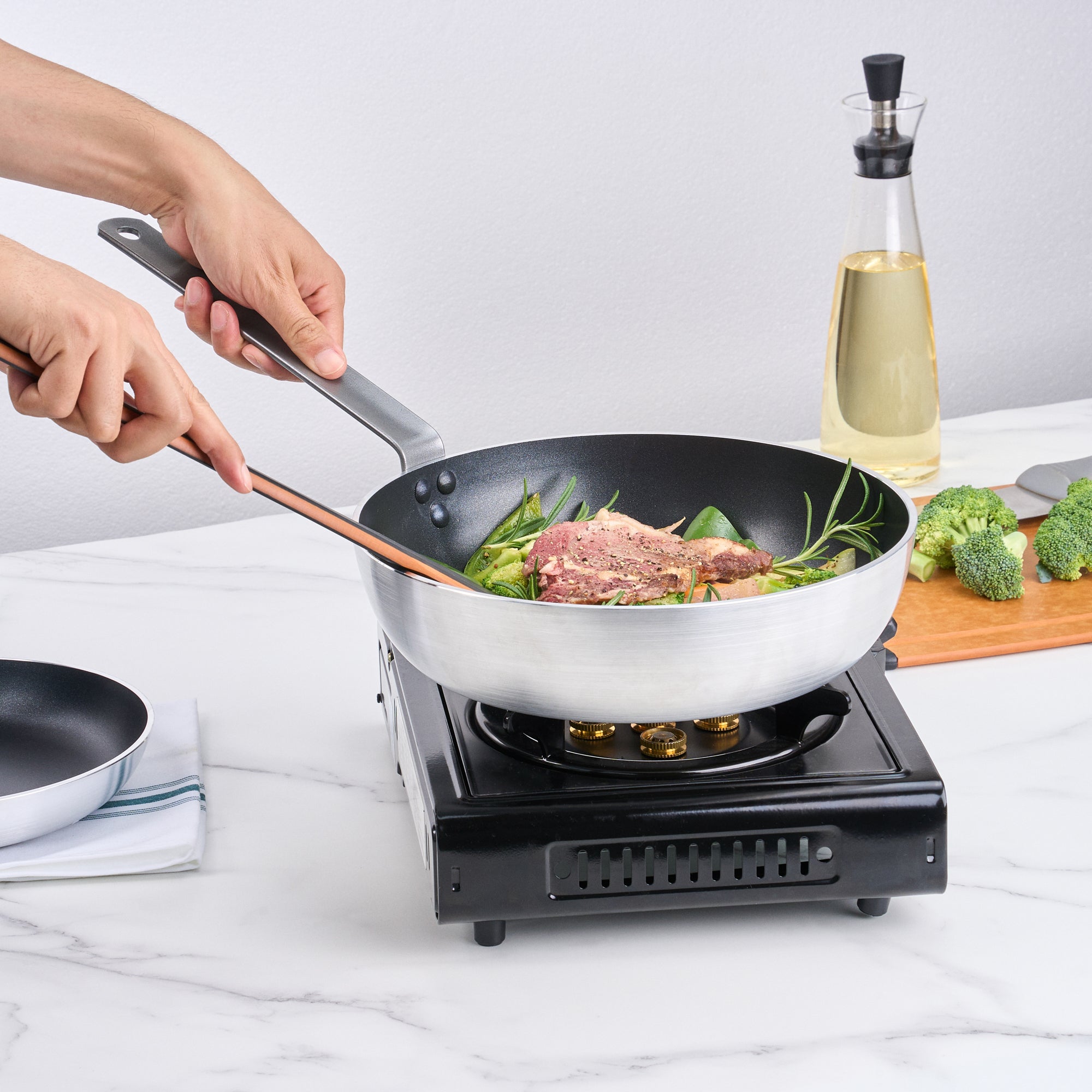 Met Lux Aluminum 11" Deep Fry Pan - Non-Stick, Induction Ready, Heavy Duty - 1 count box