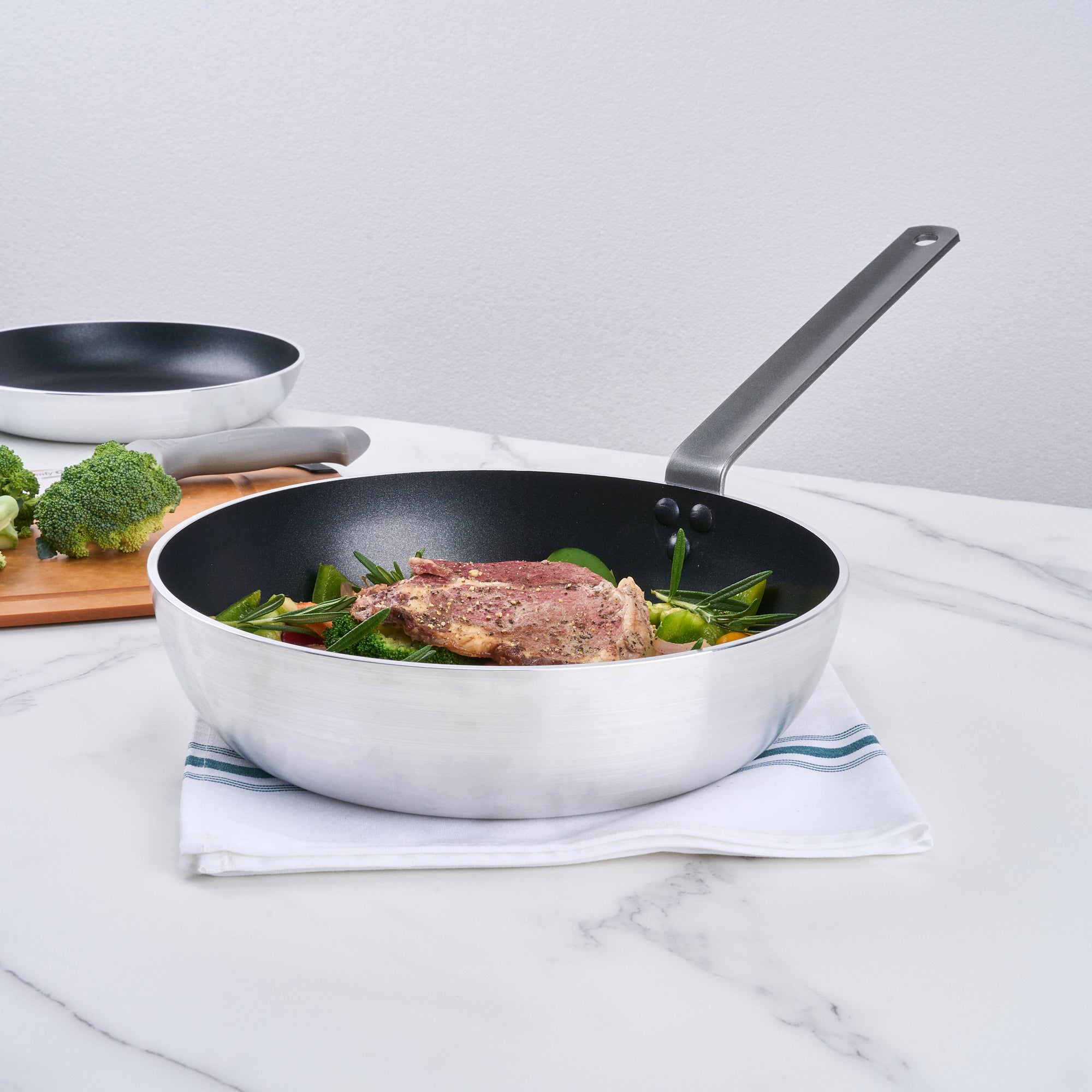 Met Lux Aluminum 11" Deep Fry Pan - Non-Stick, Induction Ready, Heavy Duty - 1 count box