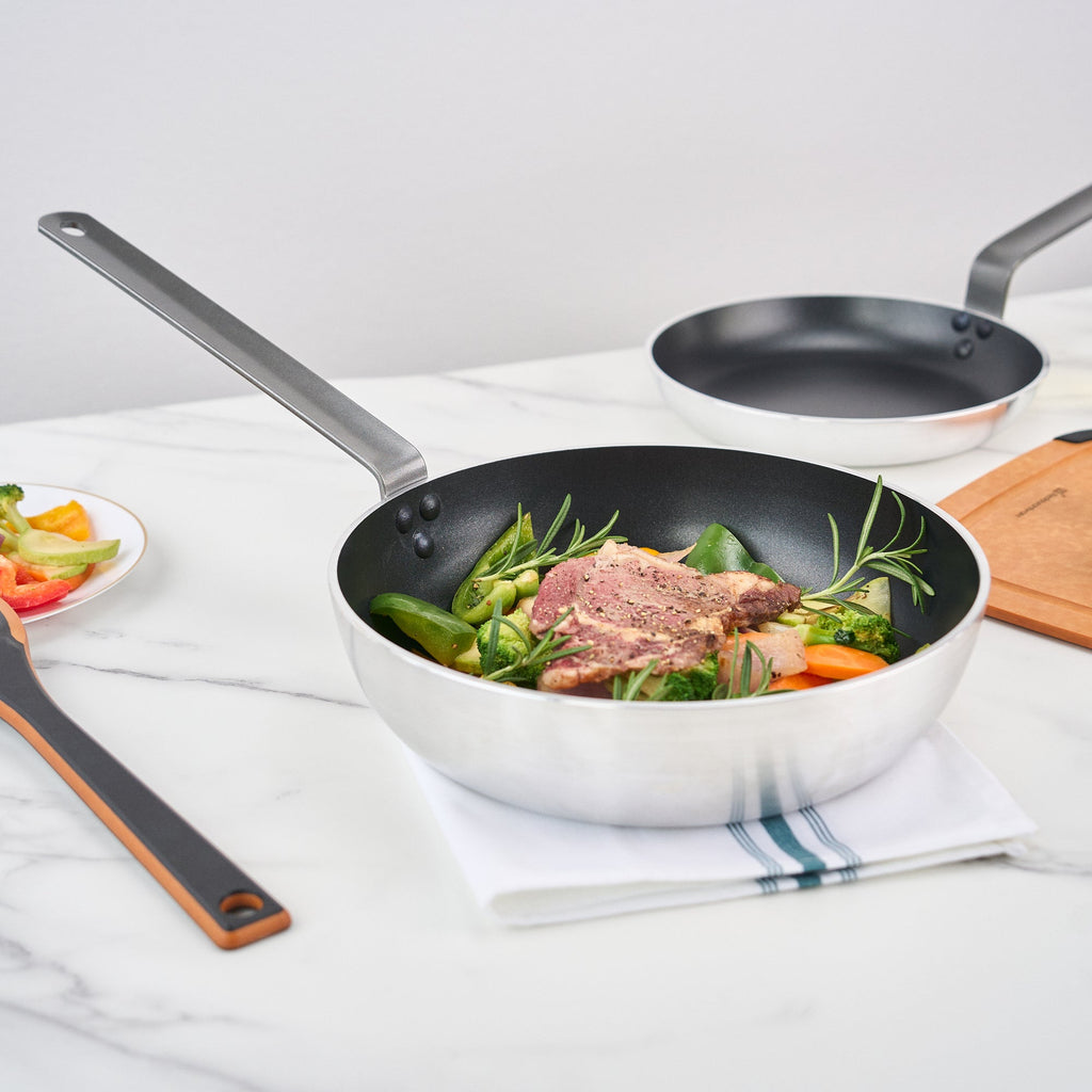 Met Lux Aluminum 11" Deep Fry Pan - Non-Stick, Induction Ready, Heavy Duty - 6 count box