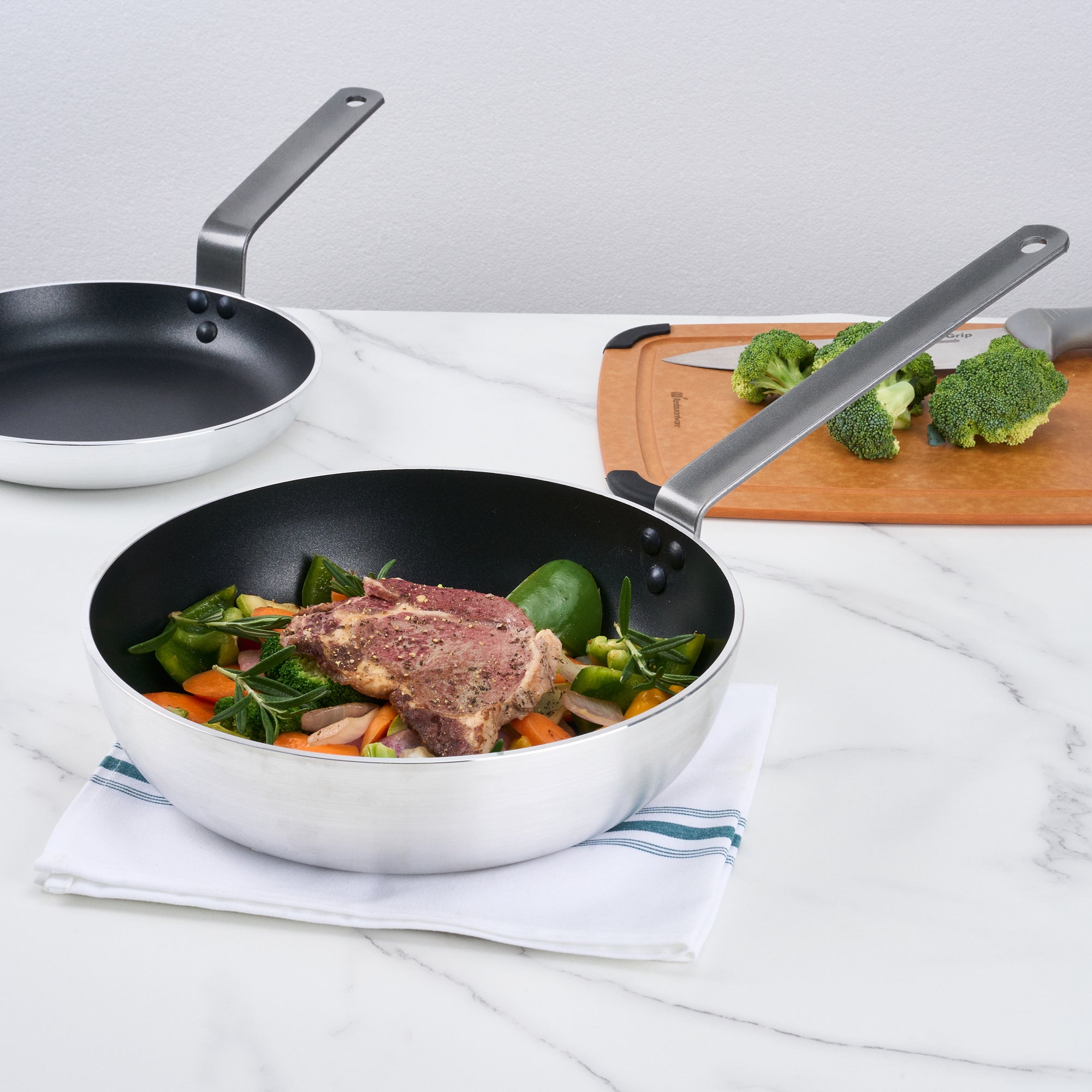 Met Lux Aluminum 11" Deep Fry Pan - Non-Stick, Induction Ready, Heavy Duty - 6 count box