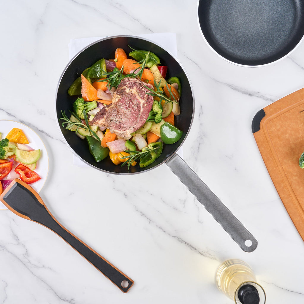 Met Lux Aluminum 11" Deep Fry Pan - Non-Stick, Induction Ready, Heavy Duty - 6 count box