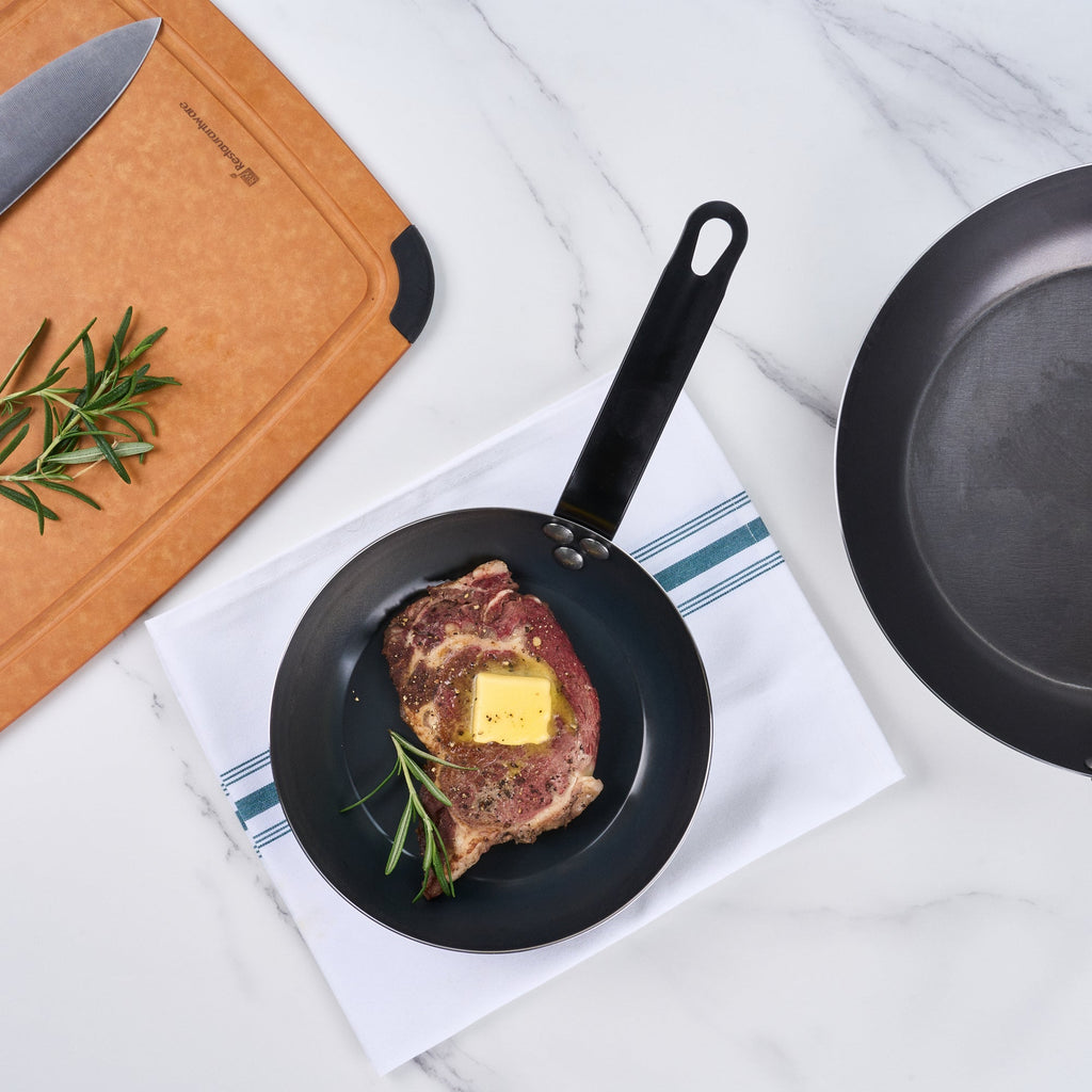 Met Lux Black Carbon Steel 8" Fry Pan - 6 count box