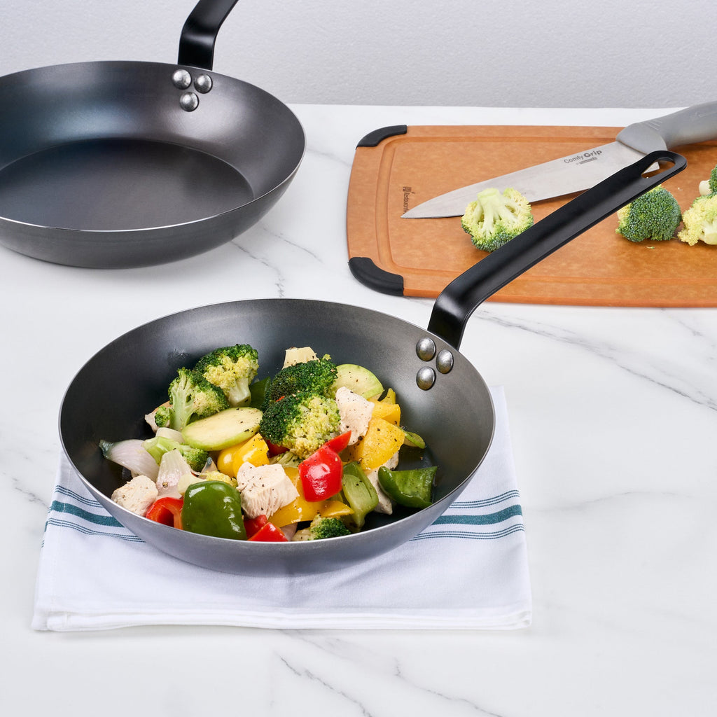 Met Lux Black Carbon Steel 10" Fry Pan - 6 count box