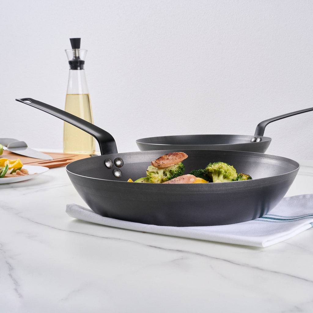 Met Lux Black Carbon Steel 12" Fry Pan - 6 count box