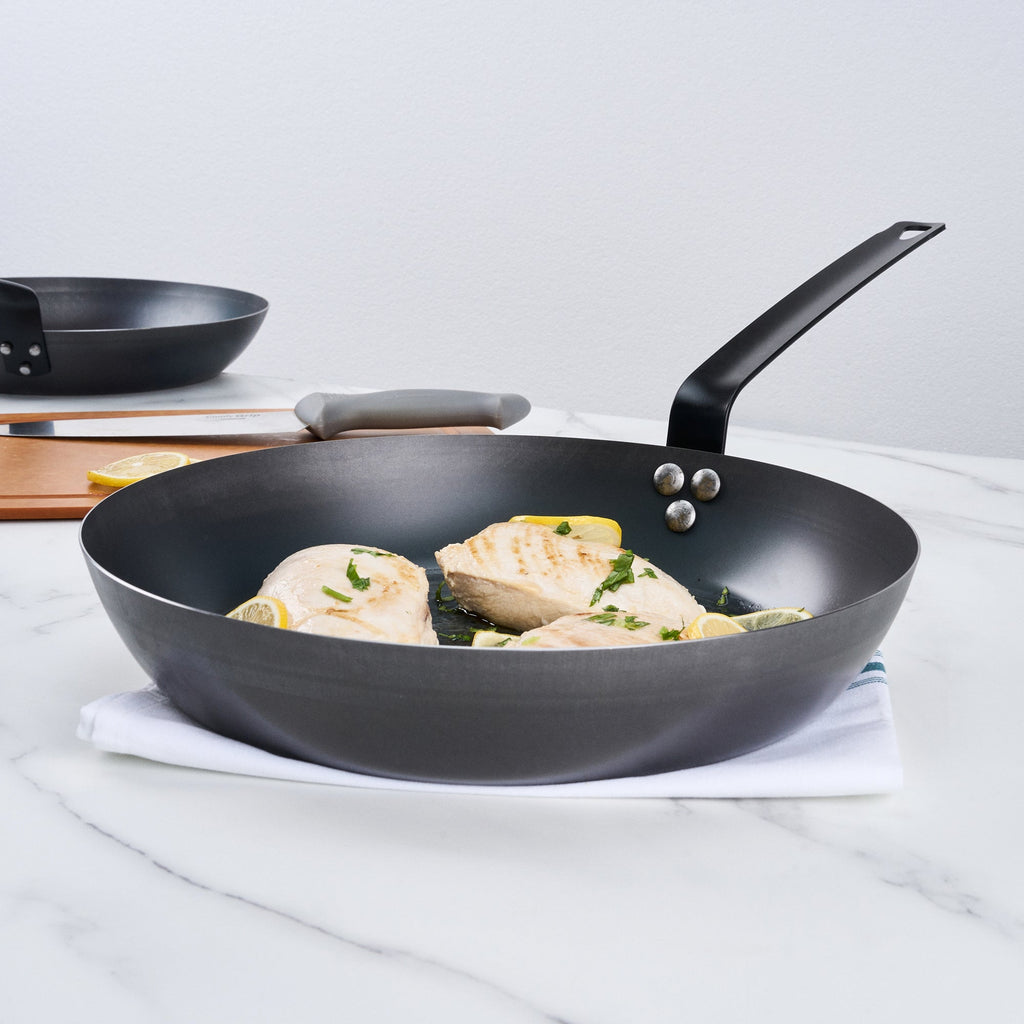 Met Lux Black Carbon Steel 13" Fry Pan - 6 count box