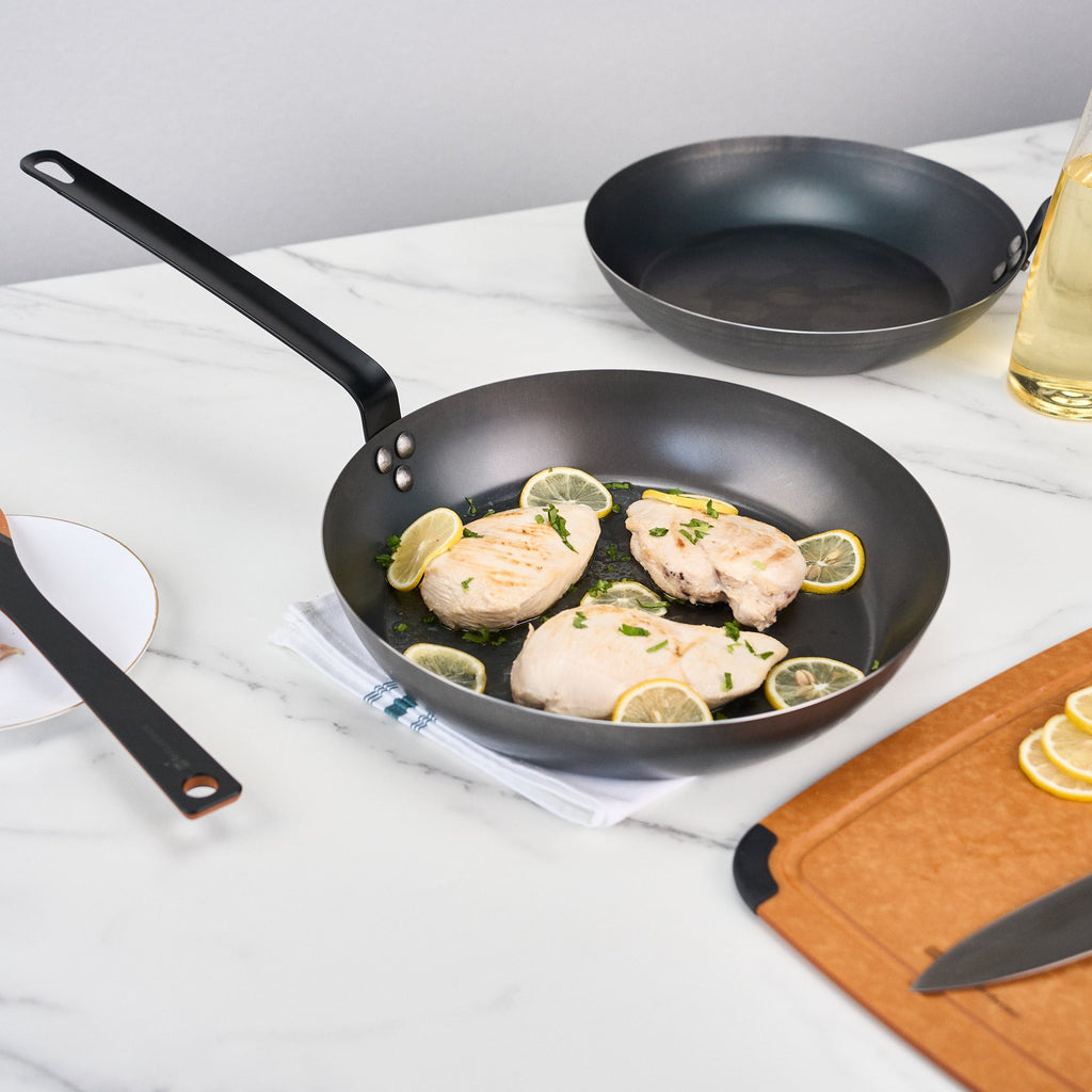 Met Lux Black Carbon Steel 13" Fry Pan - 6 count box