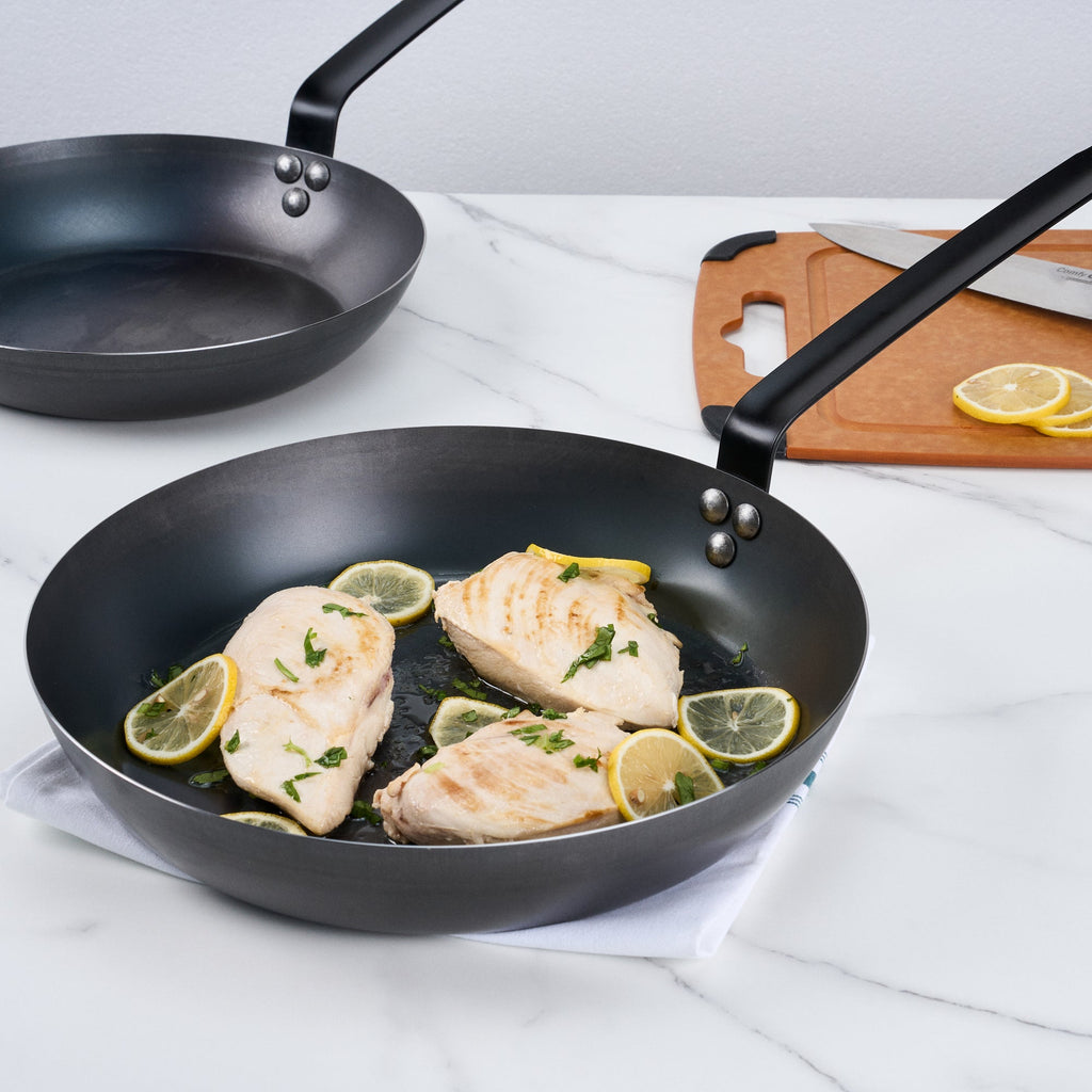 Met Lux Black Carbon Steel 13" Fry Pan - 6 count box