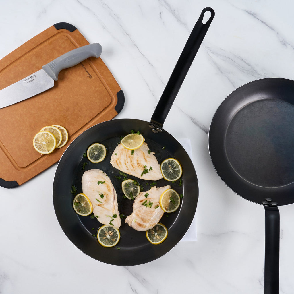 Met Lux Black Carbon Steel 13" Fry Pan - 6 count box