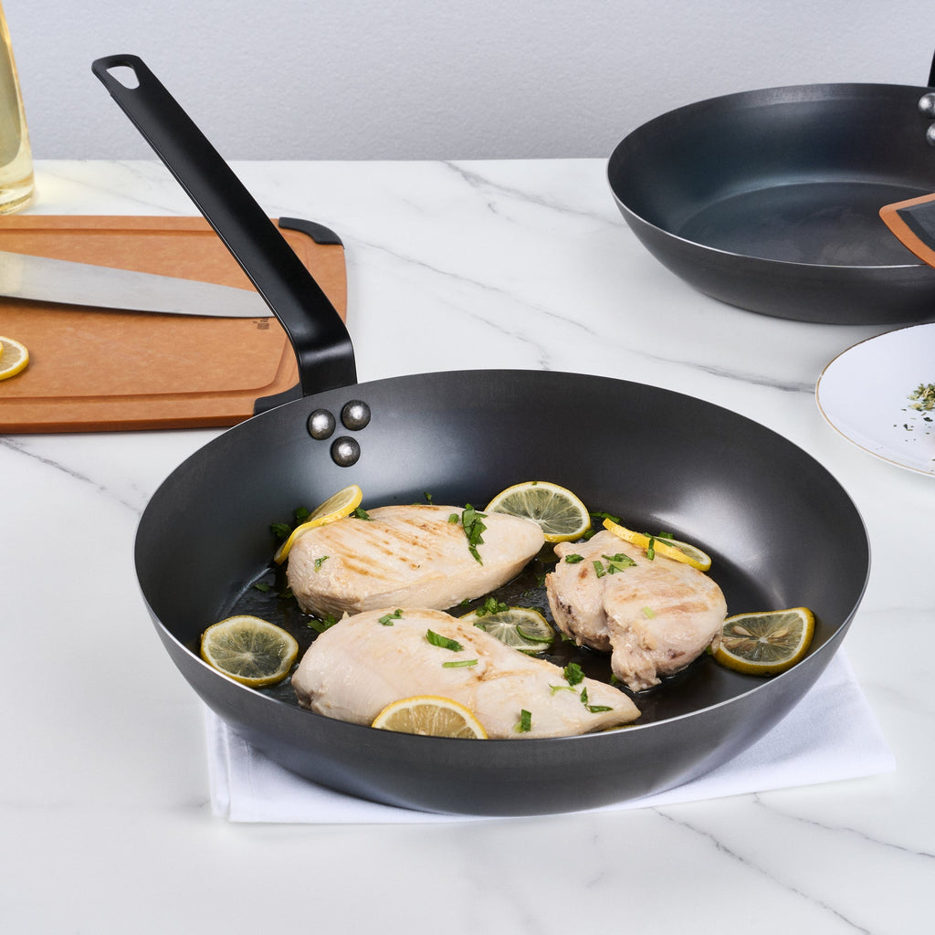 Met Lux Black Carbon Steel 13" Fry Pan - 6 count box