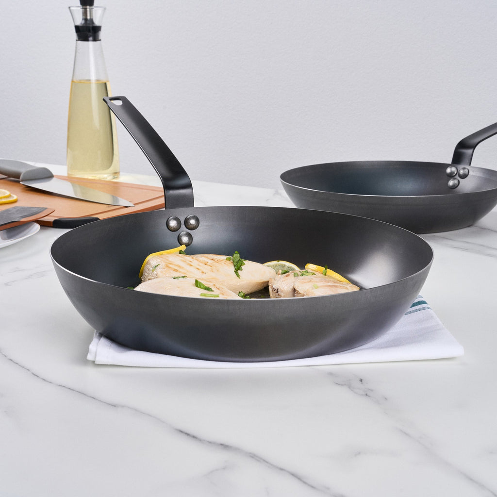 Met Lux Black Carbon Steel 13" Fry Pan - 6 count box