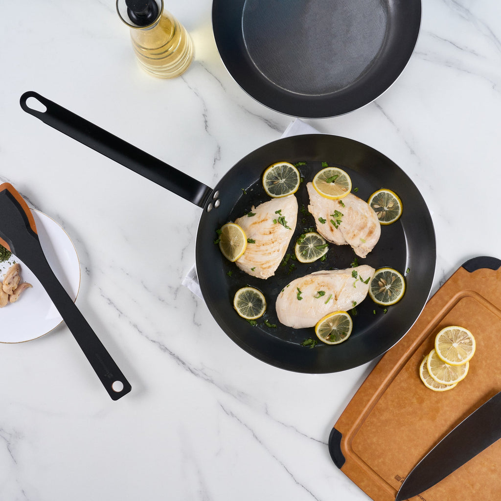 Met Lux Black Carbon Steel 13" Fry Pan - 6 count box