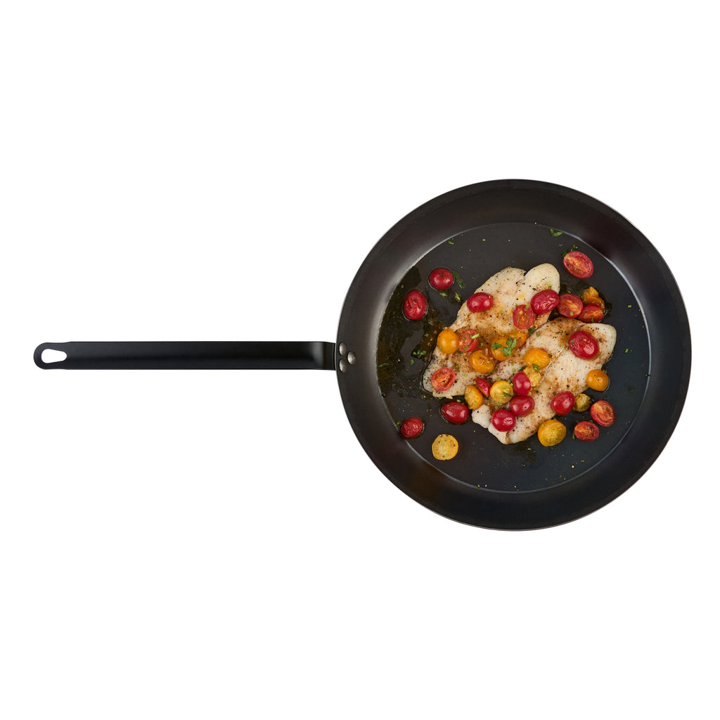 Met Lux Black Carbon Steel 14" Fry Pan - 6 count box