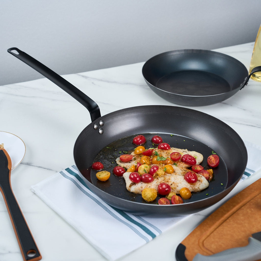 Met Lux Black Carbon Steel 14" Fry Pan - 6 count box
