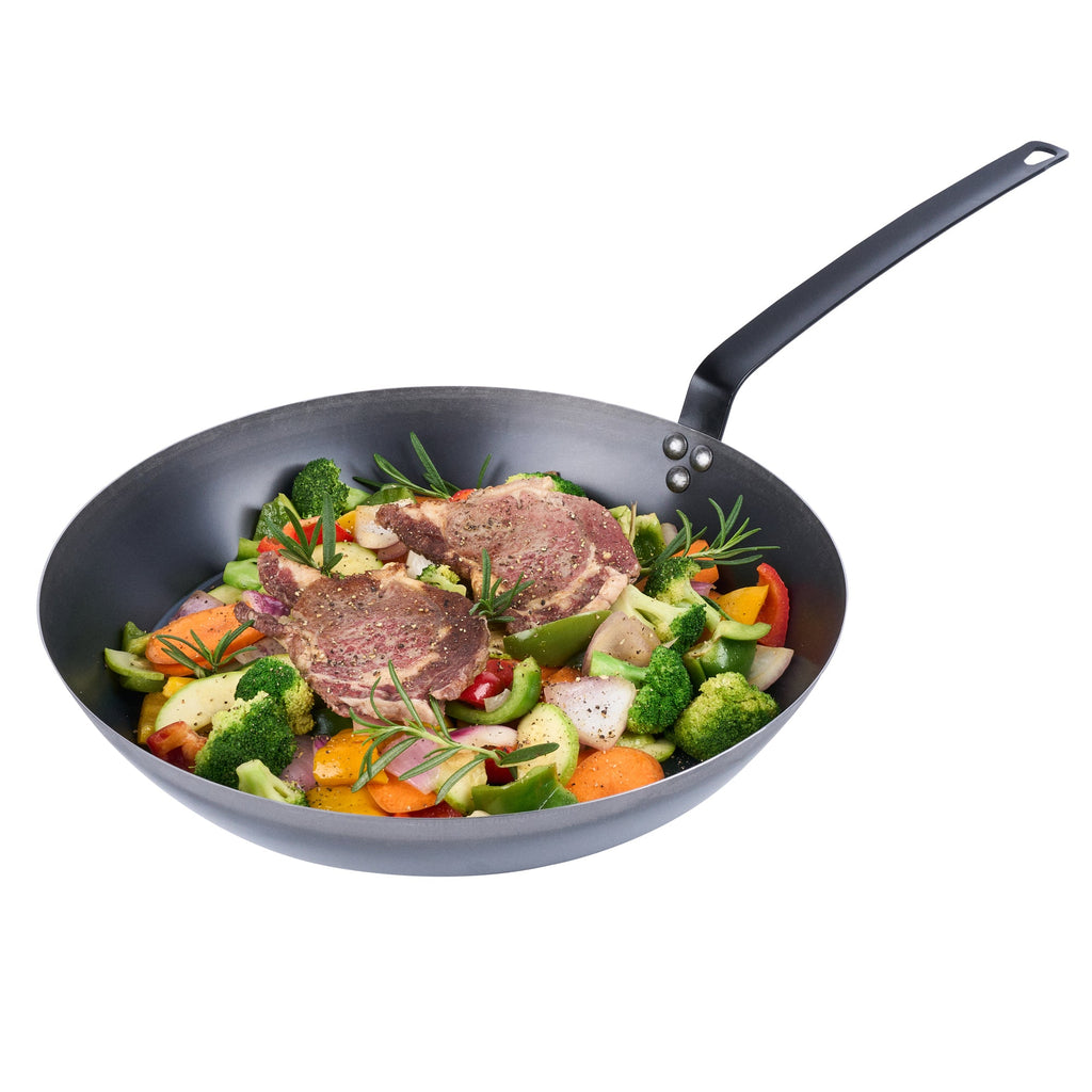 Met Lux Black Carbon Steel 16" Fry Pan - 1 count box