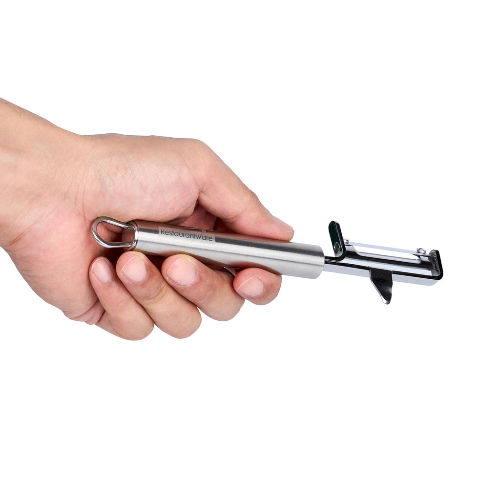 German Standard Stainless Steel Vegetable Peeler - Swivel Blade, with Potato Eye Remover - 7 1/4'' - 1 count box