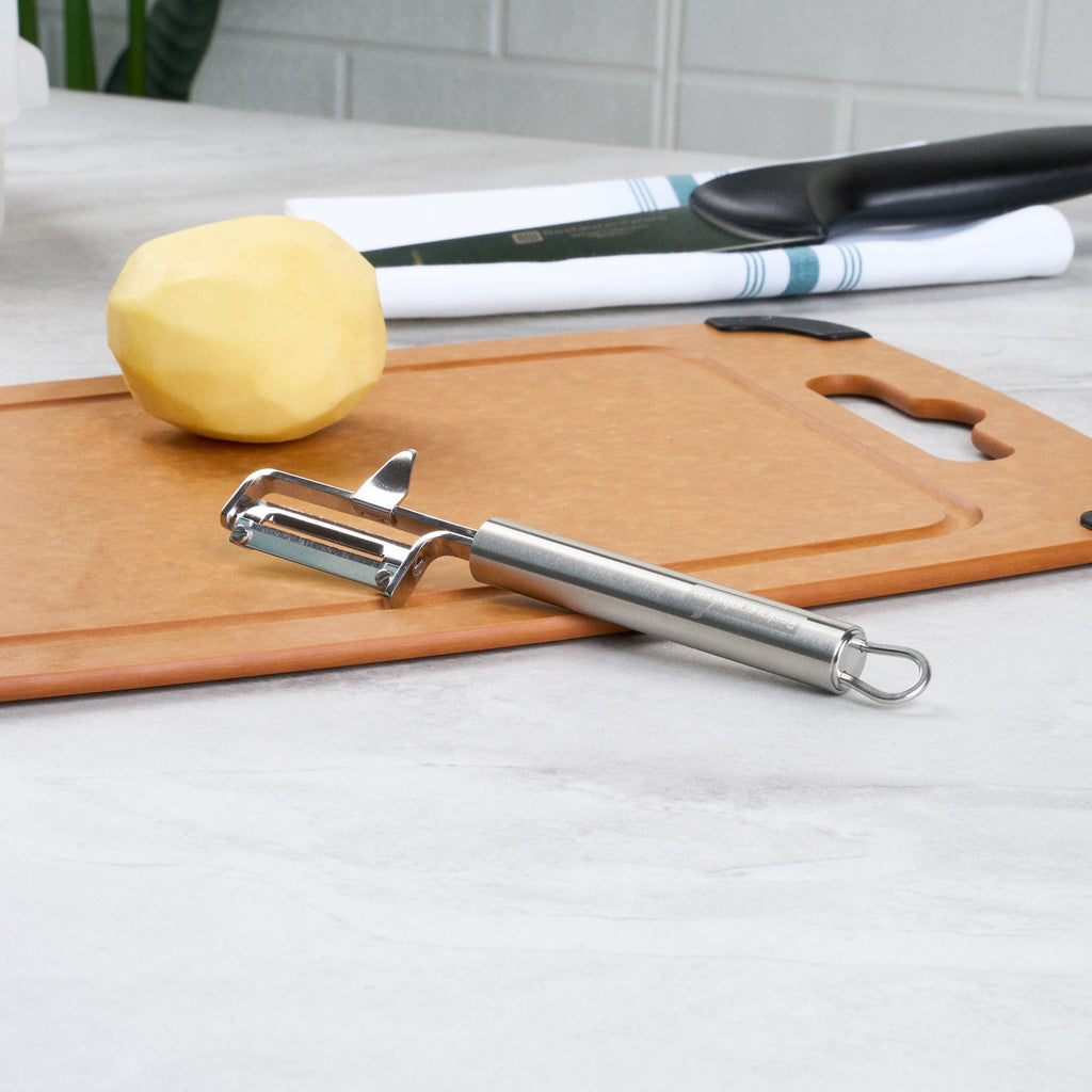 German Standard Stainless Steel Vegetable Peeler - Swivel Blade, with Potato Eye Remover - 7 1/4'' - 1 count box