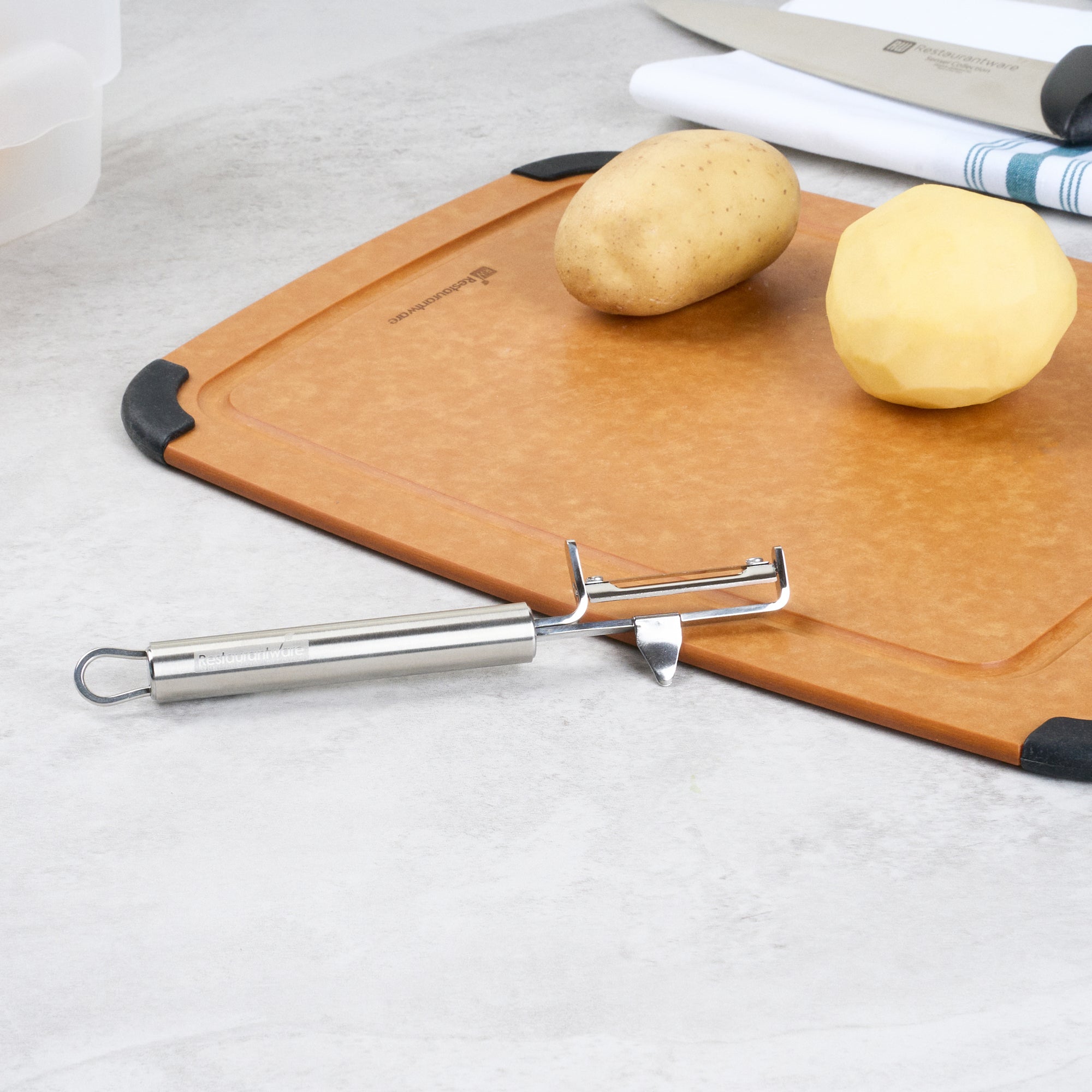 German Standard Stainless Steel Vegetable Peeler - Swivel Blade, with Potato Eye Remover - 7 1/4'' - 1 count box