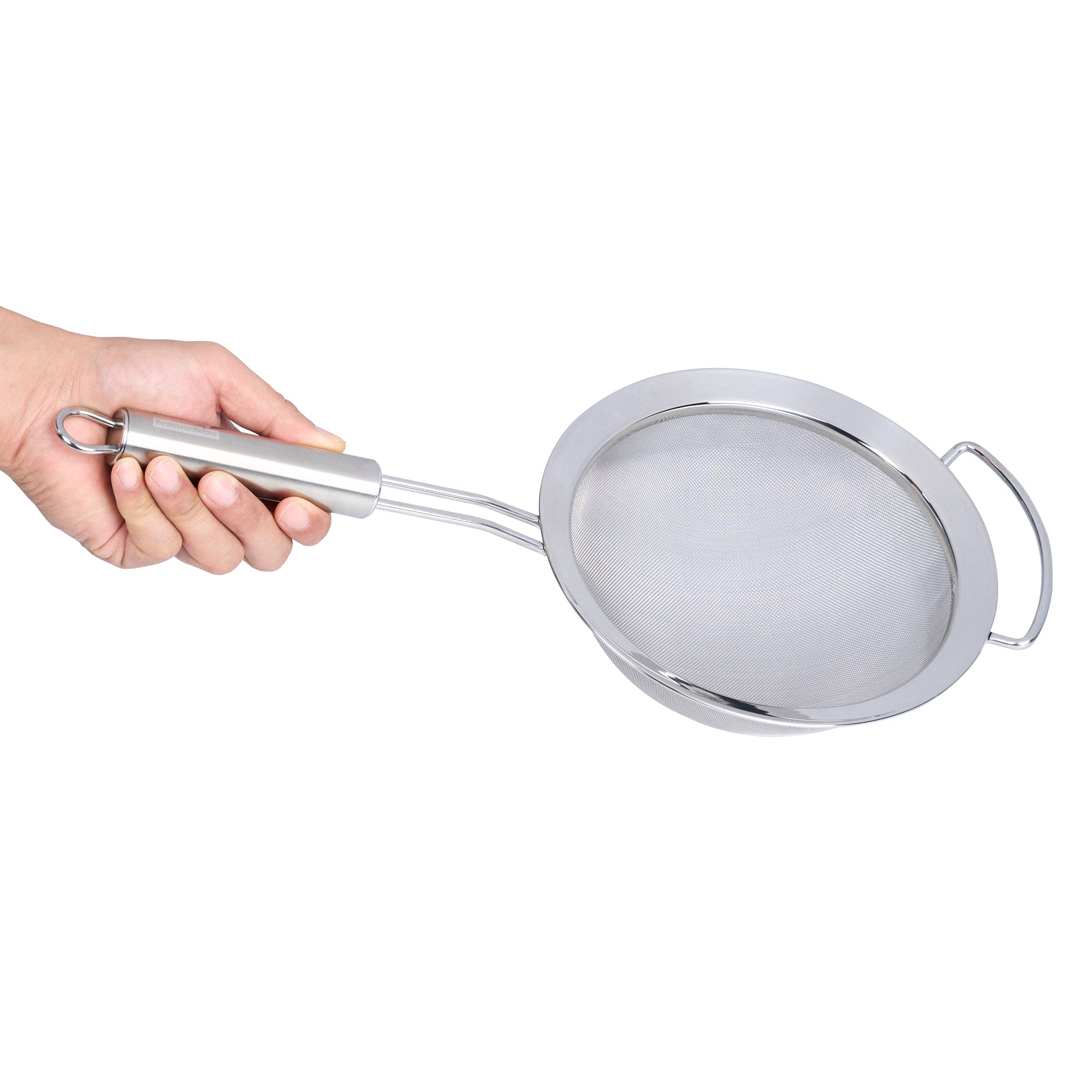 German Standard Stainless Steel Fine Mesh Strainer - 16 3/4'' x 7 3/4'' - 1 count box