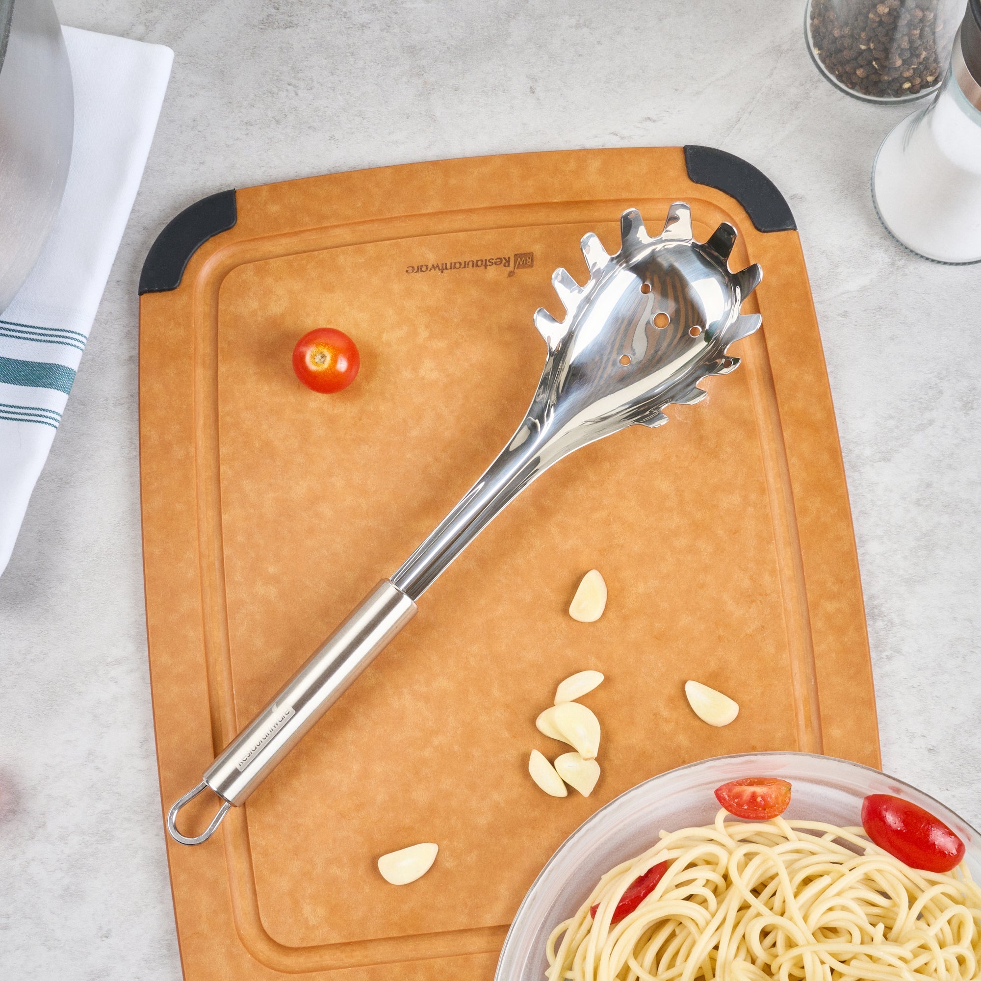 German Standard Stainless Steel Pasta Fork - 12 1/2'' x 2 3/4'' x 1 1/2'' - 36 count box