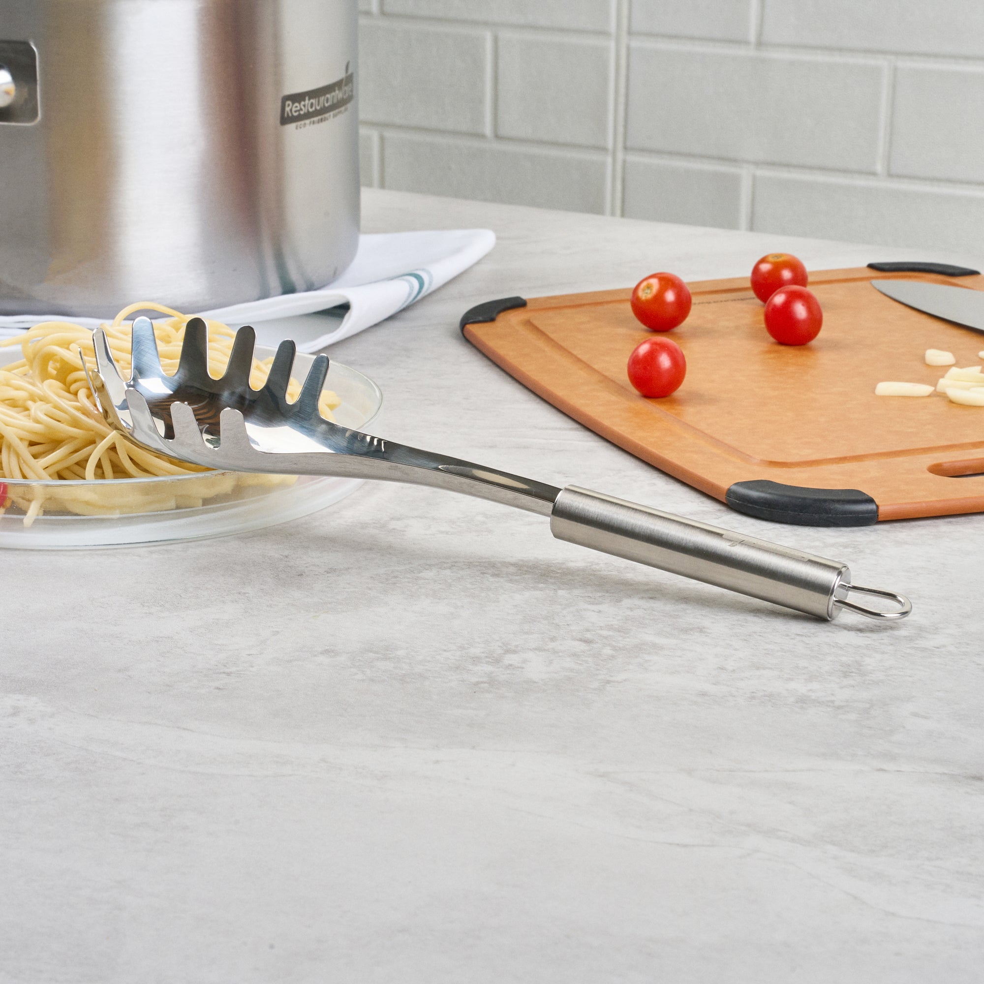 German Standard Stainless Steel Pasta Fork - 12 1/2'' x 2 3/4'' x 1 1/2'' - 6 count box