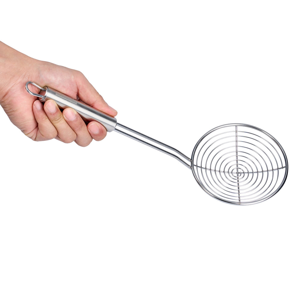 German Standard Stainless Steel Spiral Wire Skimmer - 14'' x 4 3/4'' - 36 count box