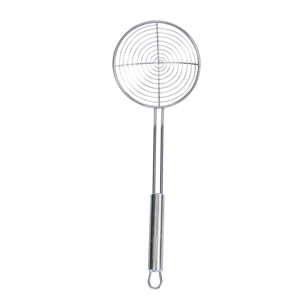 German Standard Stainless Steel Spiral Wire Skimmer - 14'' x 4 3/4'' - 6 count box
