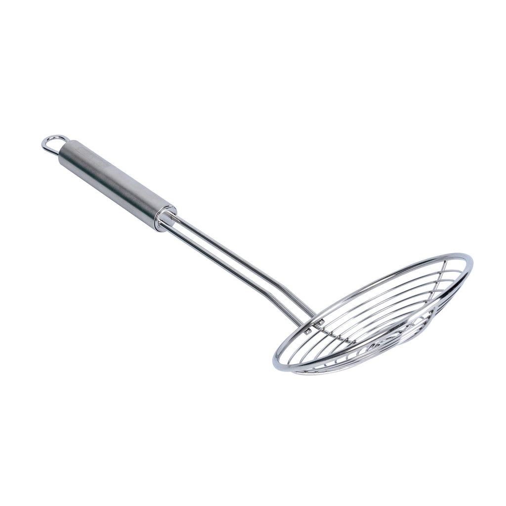 German Standard Stainless Steel Spiral Wire Skimmer - 14'' x 4 3/4'' - 1 count box