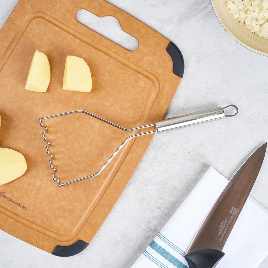 German Standard Stainless Steel Square-Faced Potato / Bean Masher - 11'' - 24 count box
