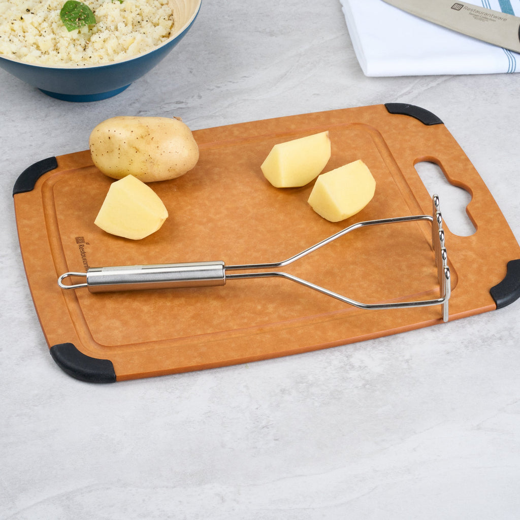 German Standard Stainless Steel Square-Faced Potato / Bean Masher - 11'' - 6 count box