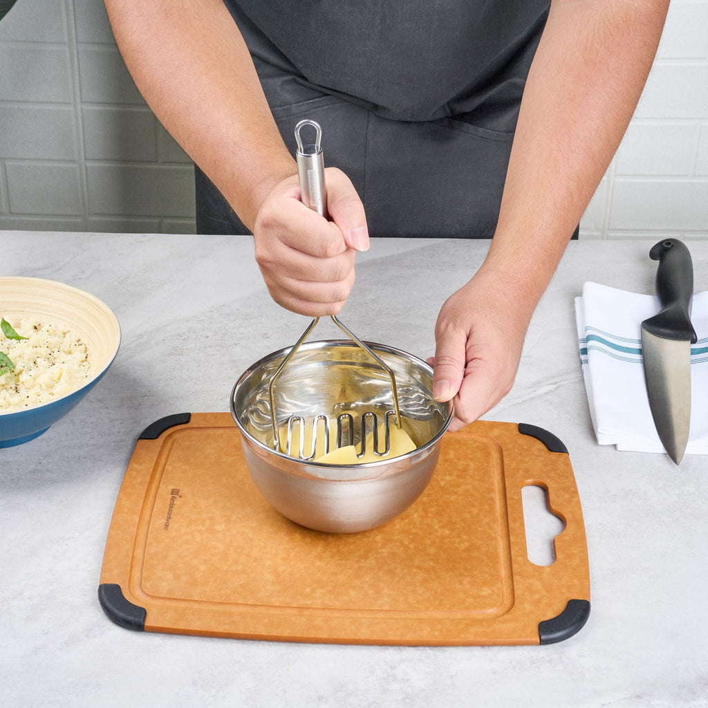 German Standard Stainless Steel Square-Faced Potato / Bean Masher - 11'' - 1 count box