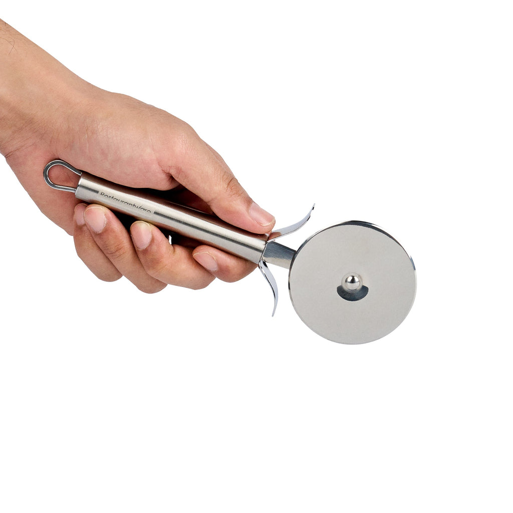 German Standard Stainless Steel Pizza Wheel - with Finger Guard - 7 3/4'' x 2 1/2'' - 24 count box