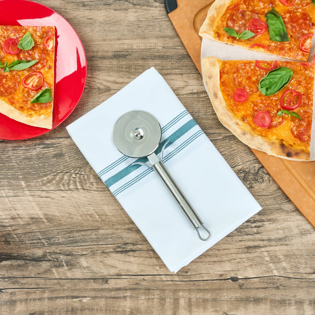German Standard Stainless Steel Pizza Wheel - with Finger Guard - 7 3/4'' x 2 1/2'' - 6 count box