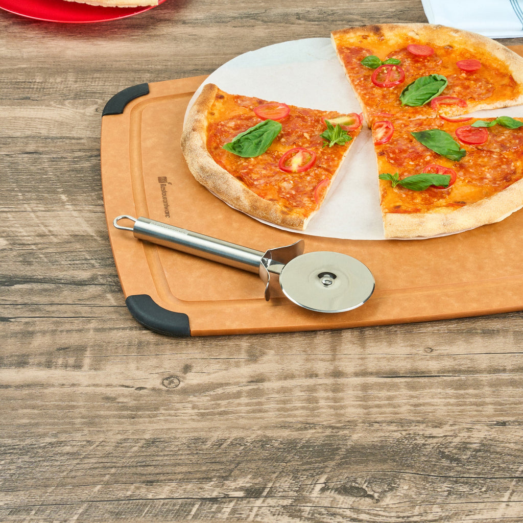German Standard Stainless Steel Pizza Wheel - with Finger Guard - 7 3/4'' x 2 1/2'' - 1 count box