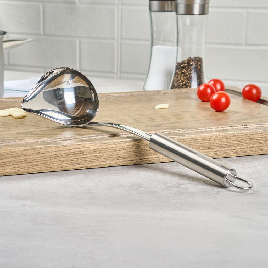 German Standard 2.5 oz Stainless Steel Pour Spout Ladle - One-Piece - 1 count box